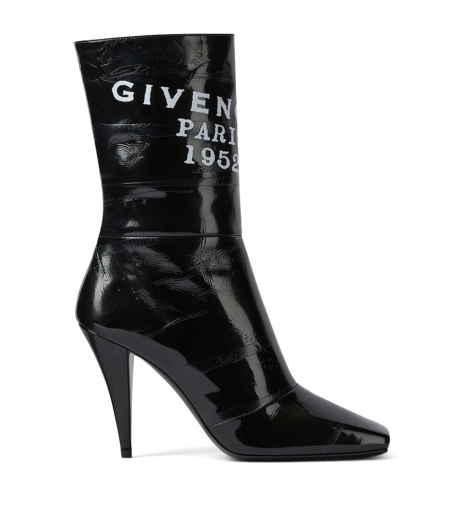 Leather Logo Ankle Boots 95 BLACK Image 1