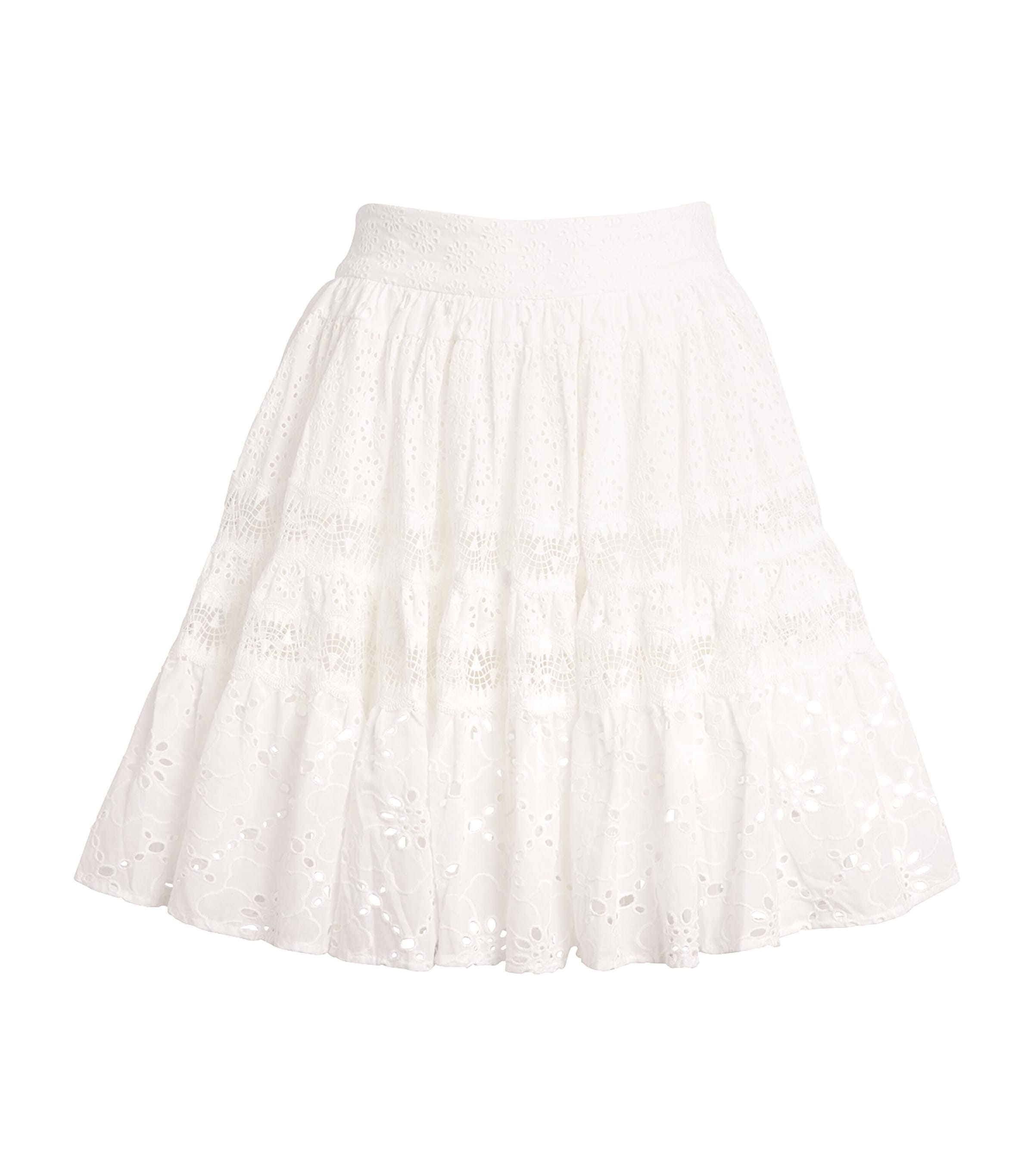 Maje Cotton Embroidered Mini Skirt In White
