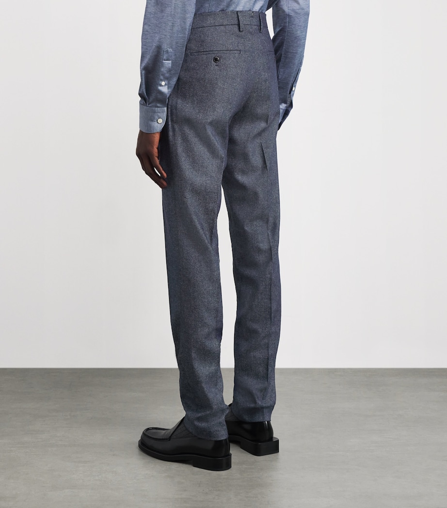 Cotton-Blend Flat Front Trousers 01 BLUE NAVY Image 4