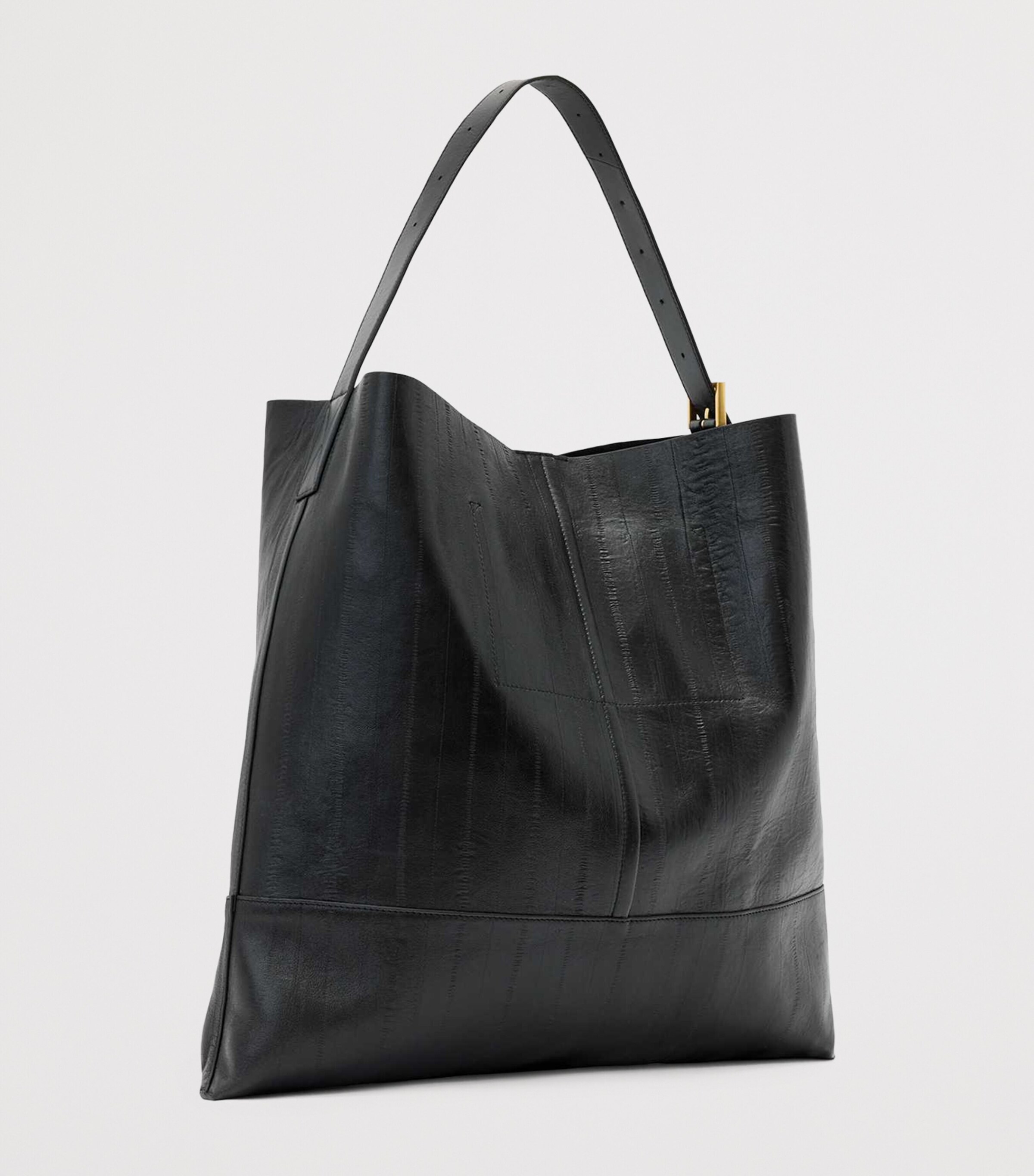 AllSaints Leather Asha Eel Shoulder Bag Black Image 3