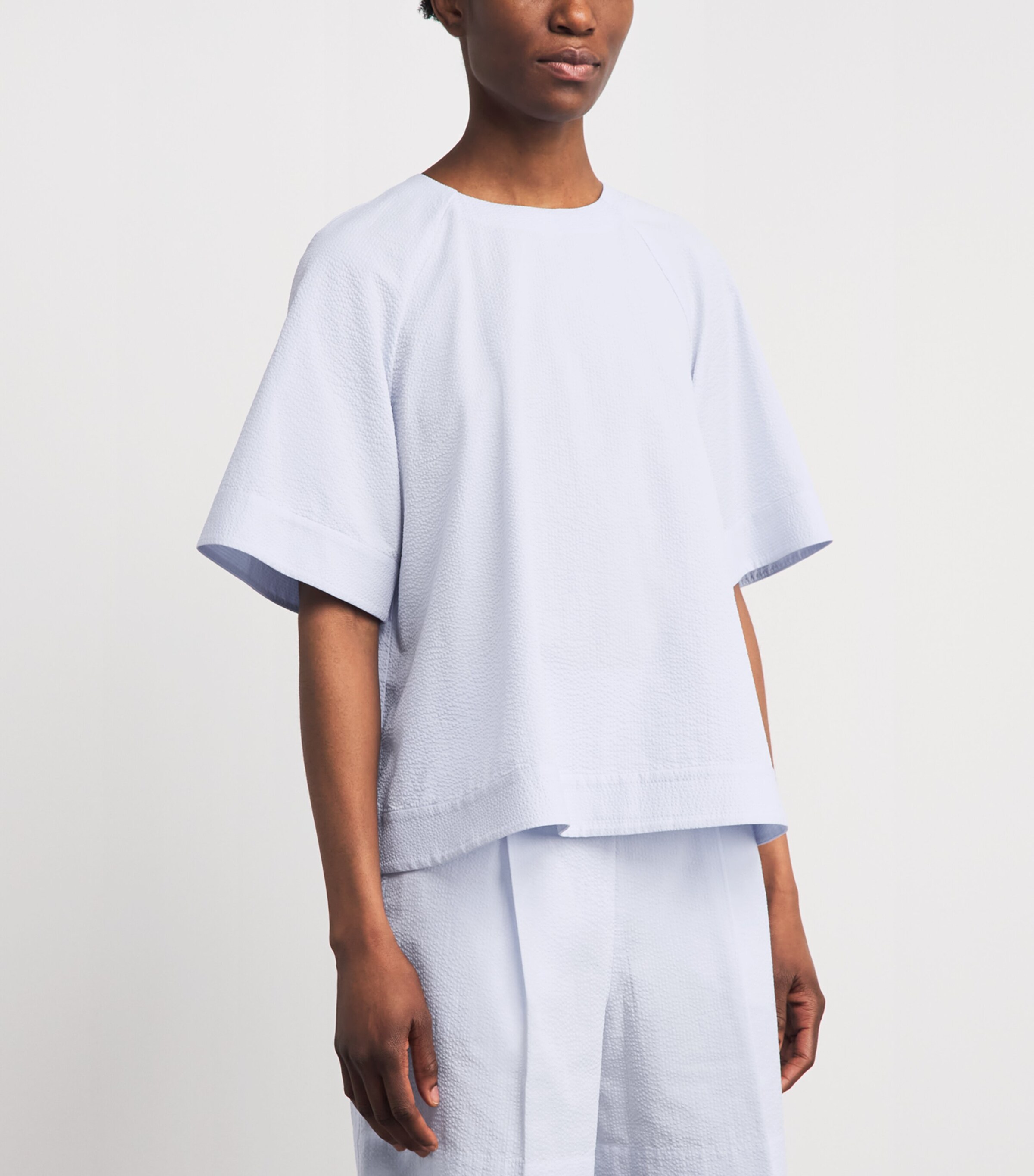 MM Womens Cotton Textured T-Shirt Sky Blue Image 4