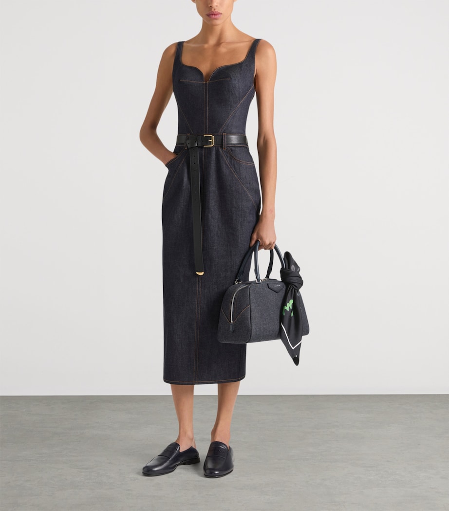 Denim Kick-Back Midi Dress DARK BLUE Image 2