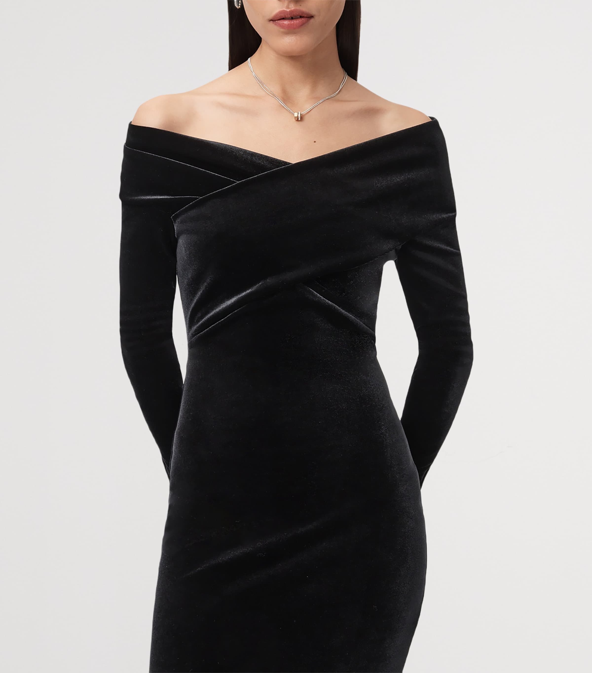 Velvet Delta Midi Dress BLACK Image 6