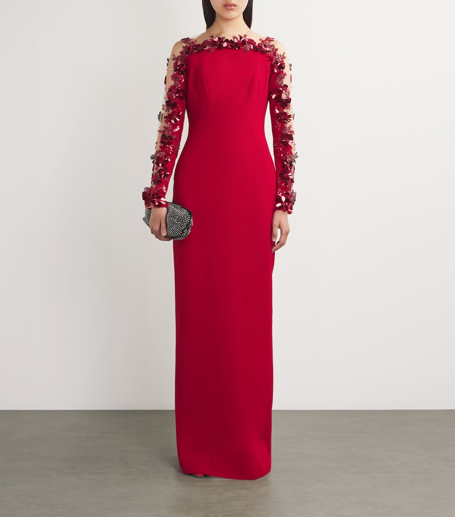 Crepe Embellished Gown SCARLET/SCARLET Image 2