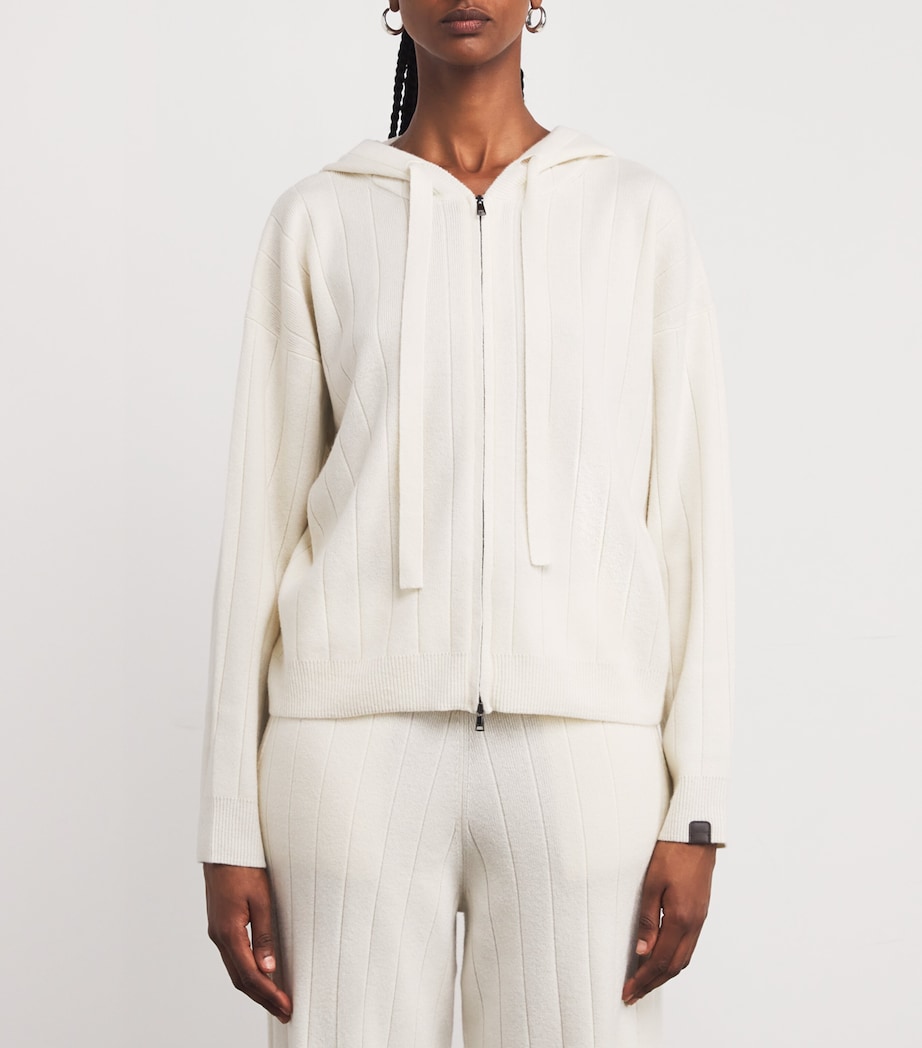 Cashmere Zip-Up Hoodie WHITE Image 3