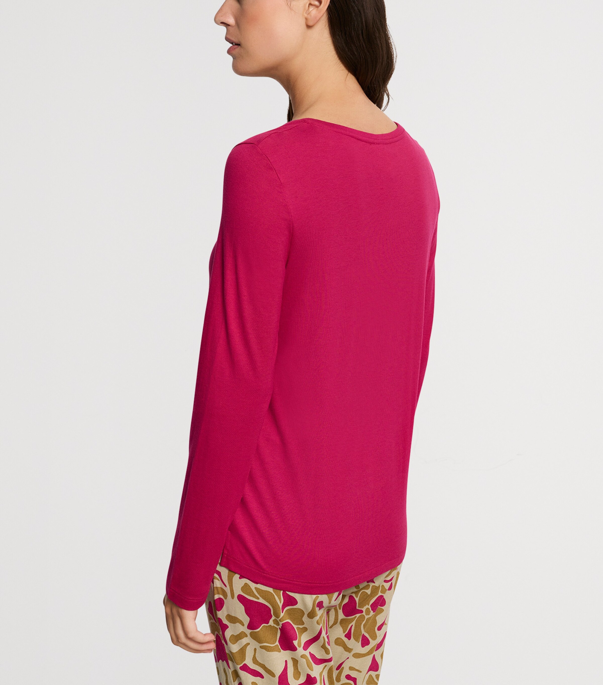 Hanro Womens Cotton-Modal Long-Sleeve T-Shirt Light Sangria Image 3