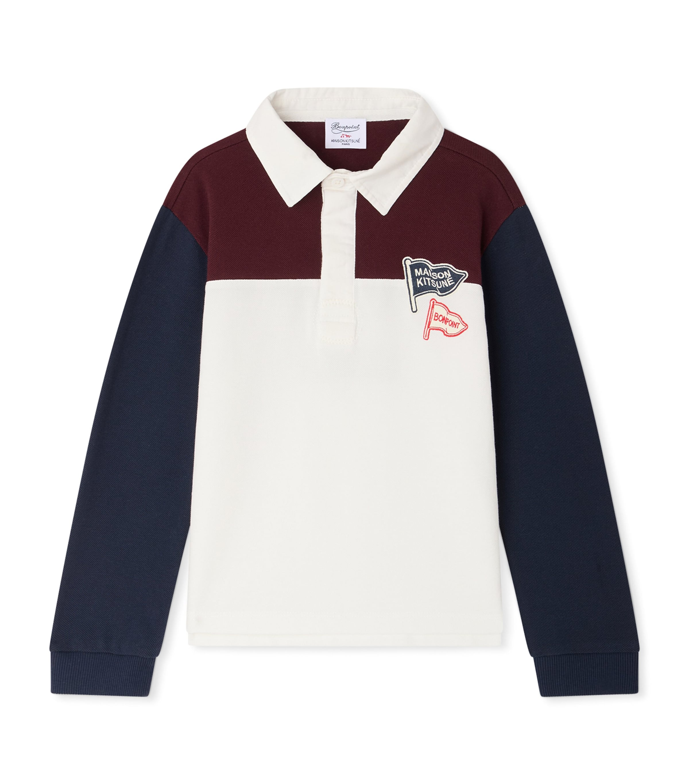 Bonpoint x Maison Kitsuné Cotton Fox Polo Shirt (14 Years) Rayures Marine Image 1