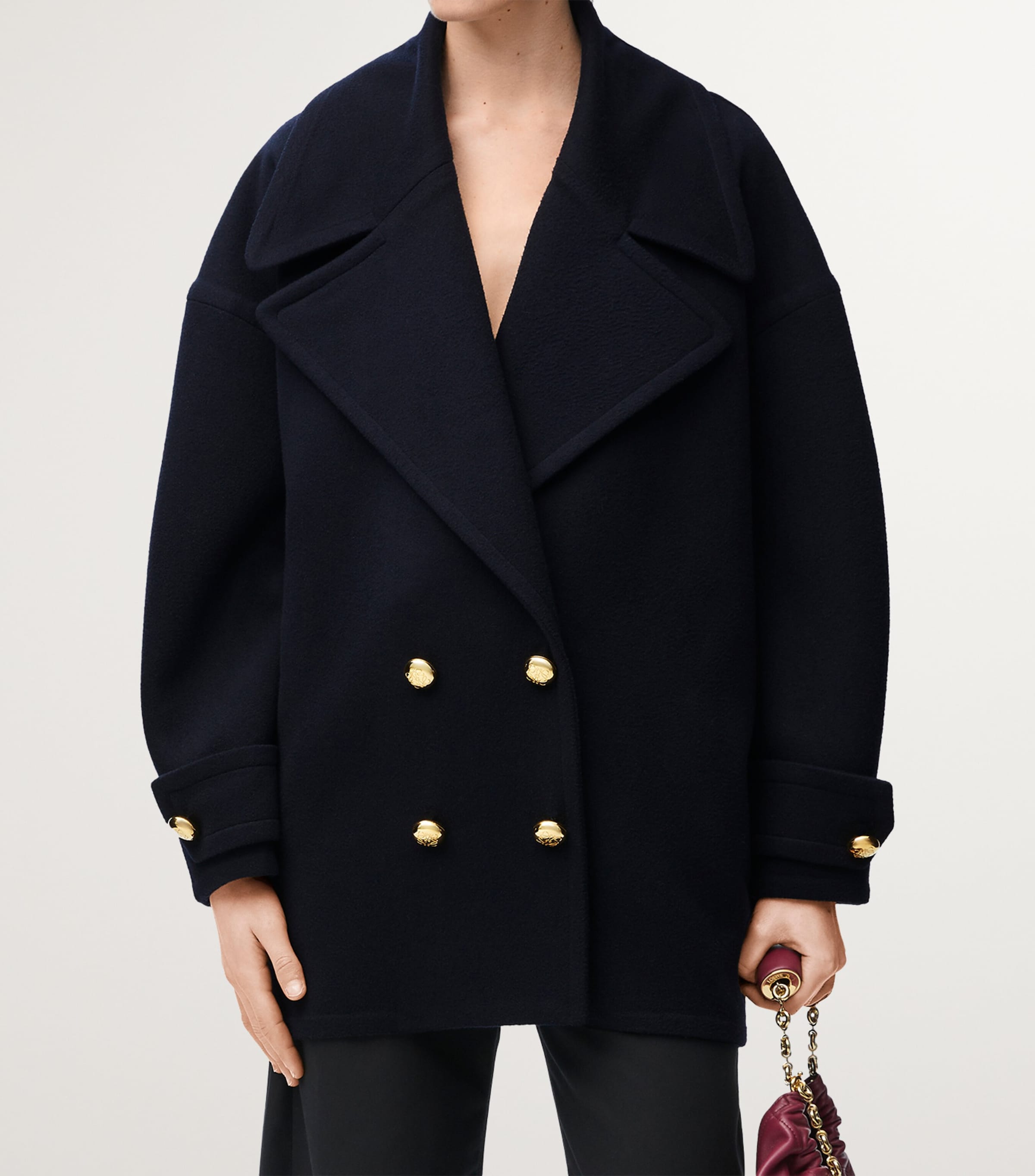 Wool Pebble Pea Coat MIDNIGHT BLUE Image 3