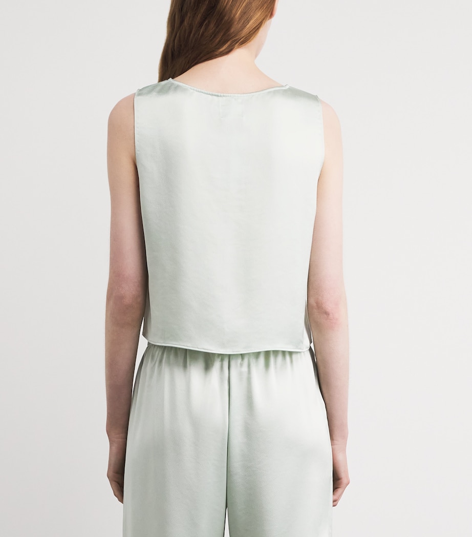 LESET Womens Satin V-Neck Barb Top Watercress Image 5