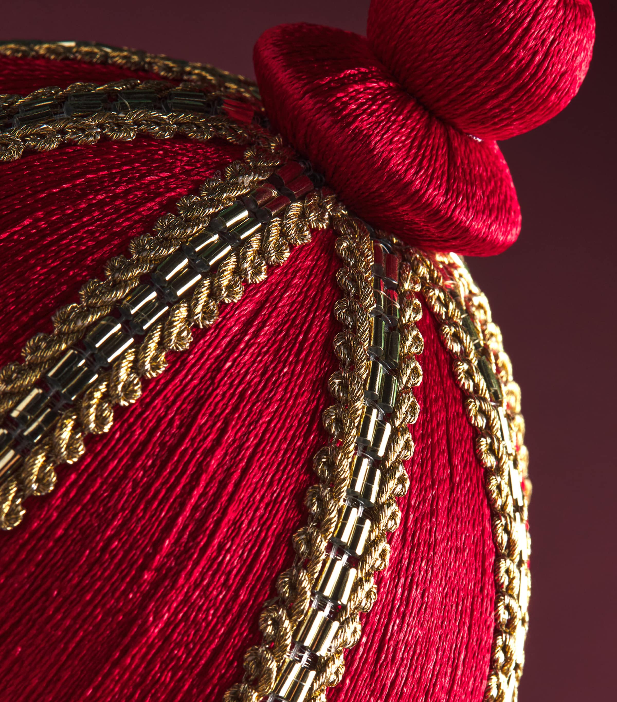 Tinker Tailor Lace-Trim Tasselled Bauble Red & Gold Image 2