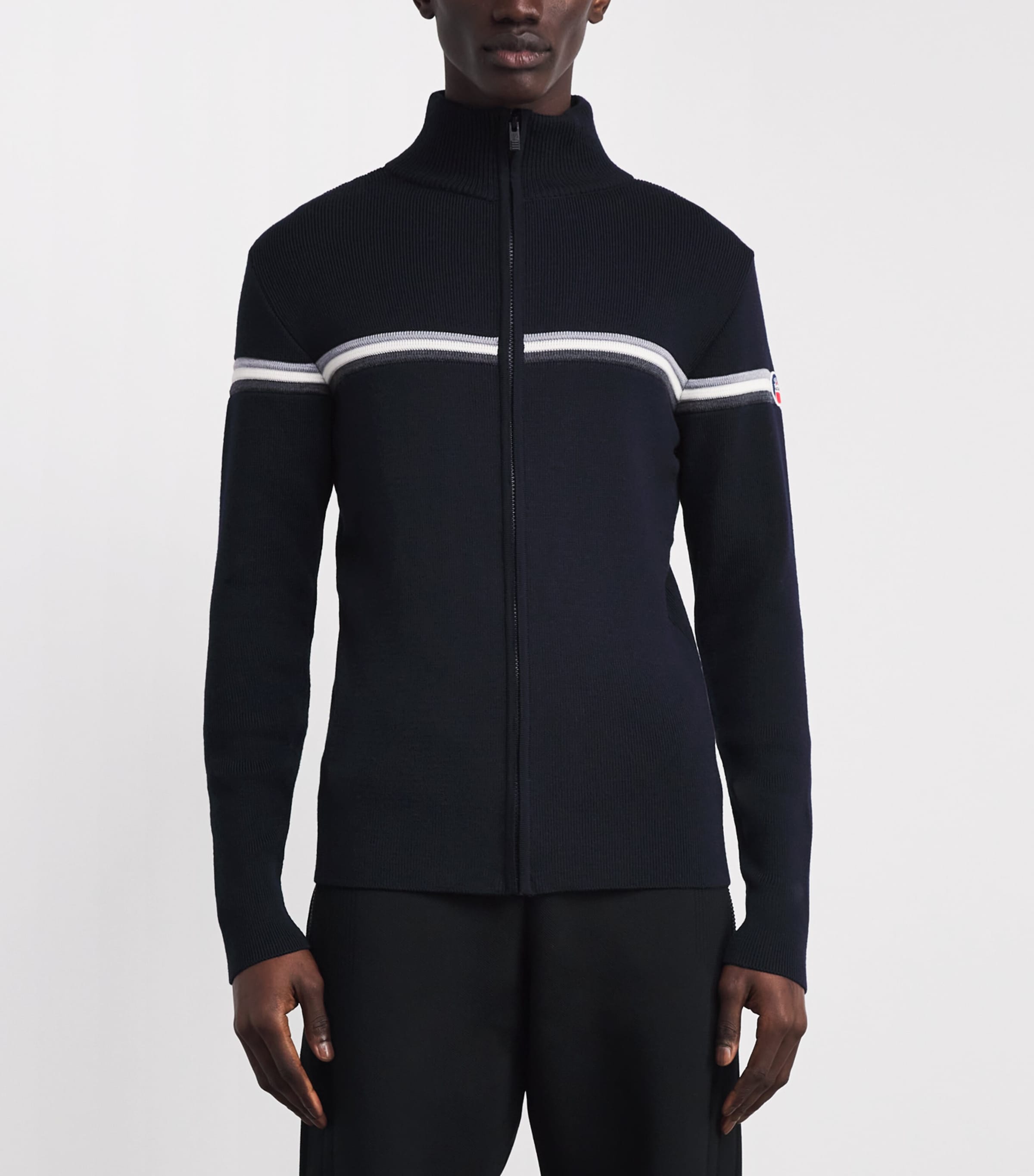 Merino Wool Mengen Quarter-Zip Sweater 629 DARK BLUE Image 3