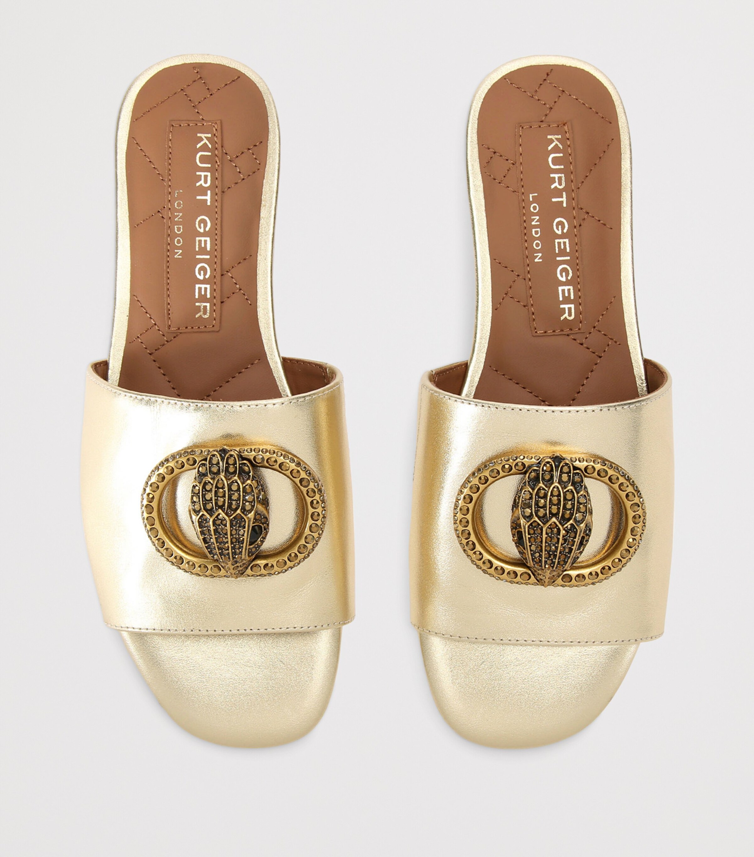 Kurt Geiger London Leather Chelsea Flat Sandals Gold Image 4