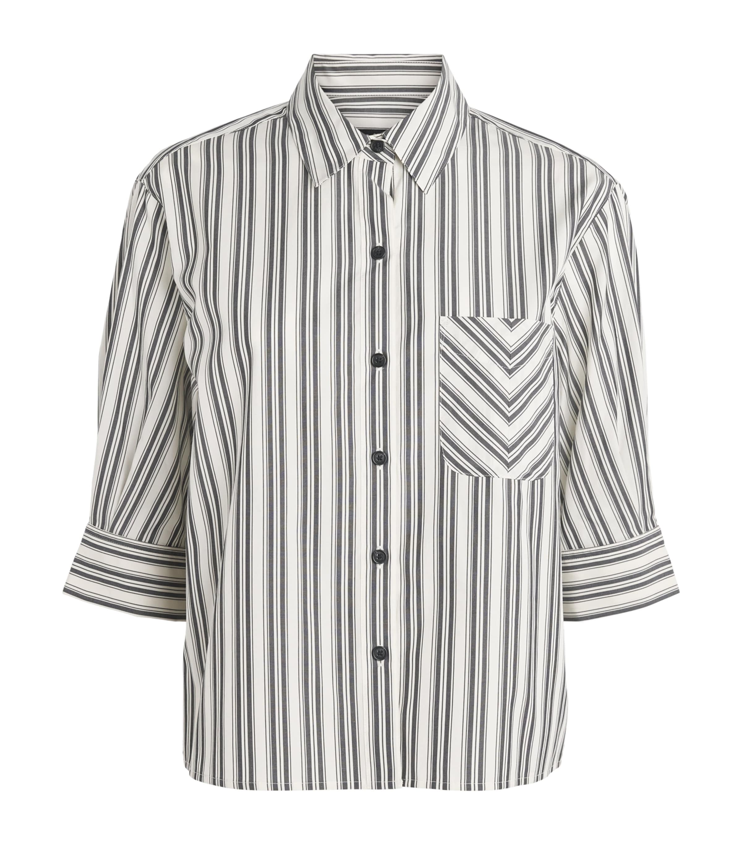 Rag & Bone Womens Cropped-Sleeve Stripe Lucia Shirt Charcstrp Image 1