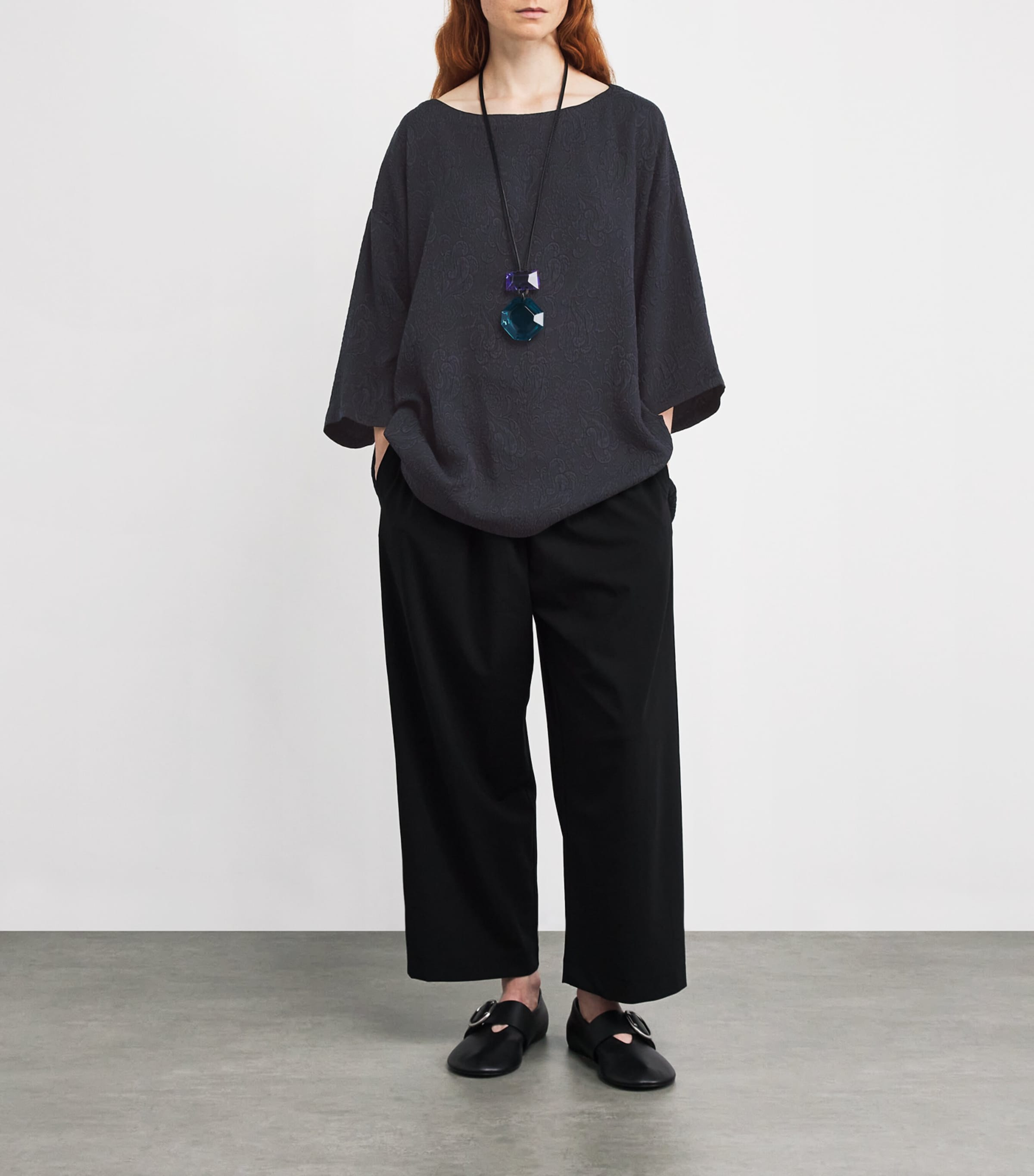 Silk Scoop-Neck Top NAVYDARK Image 2