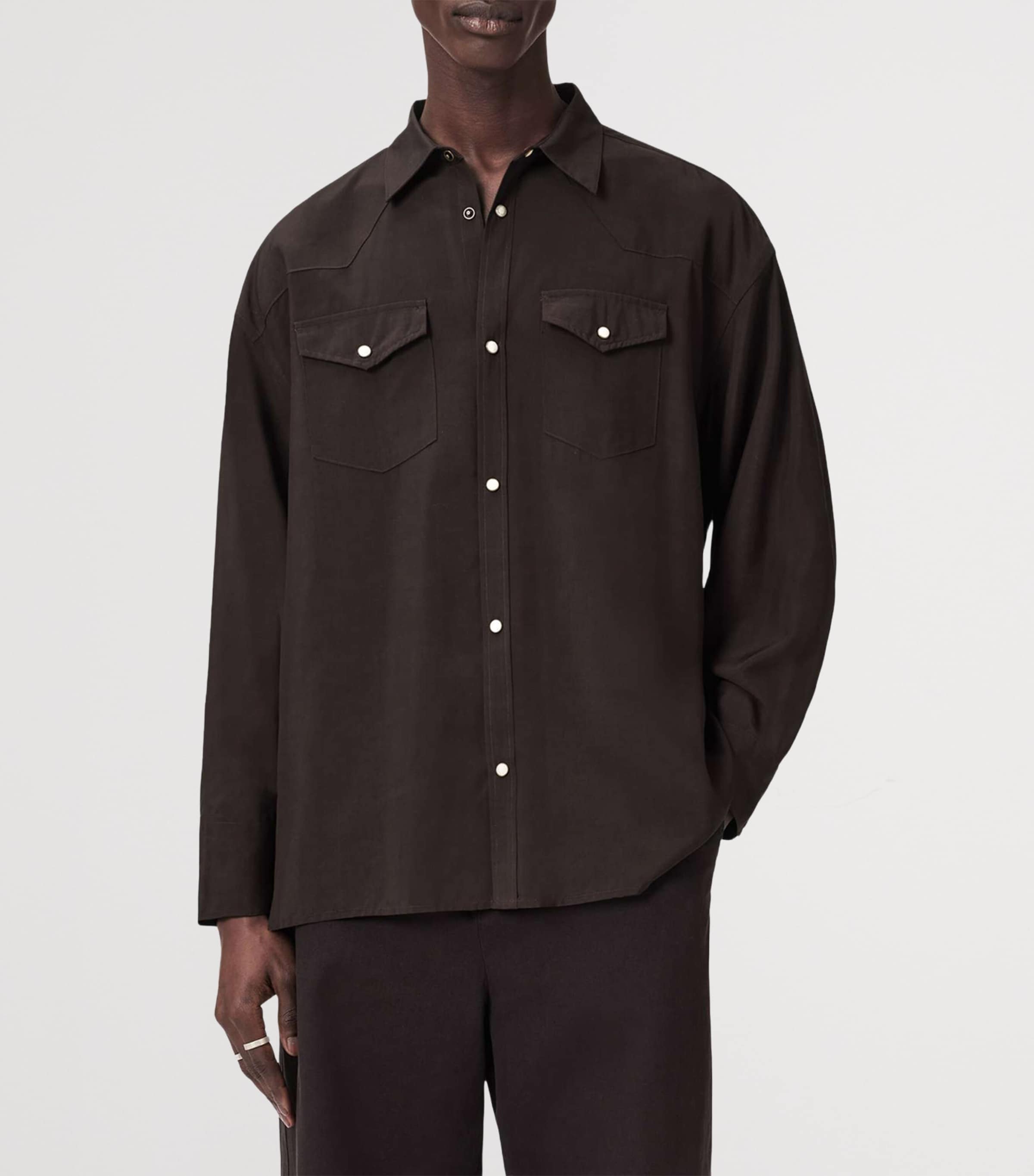 AllSaints Mens Pickett Overshirt Brown Image 3