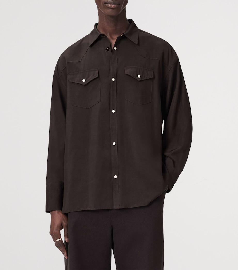 AllSaints Mens Pickett Overshirt Brown Image 3