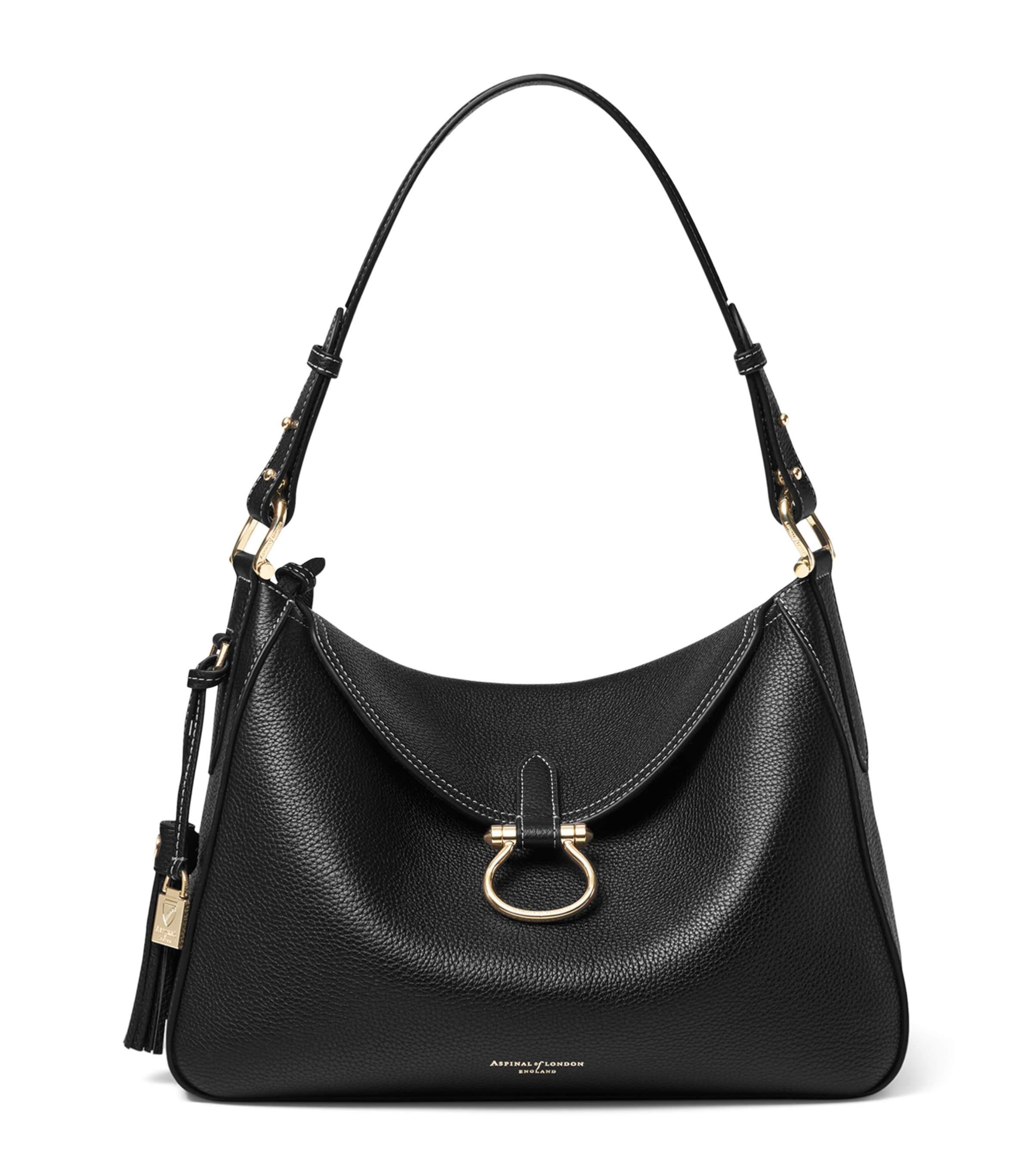 Aspinal Of London Grained Leather Ella Shoulder Bag Black Image 1