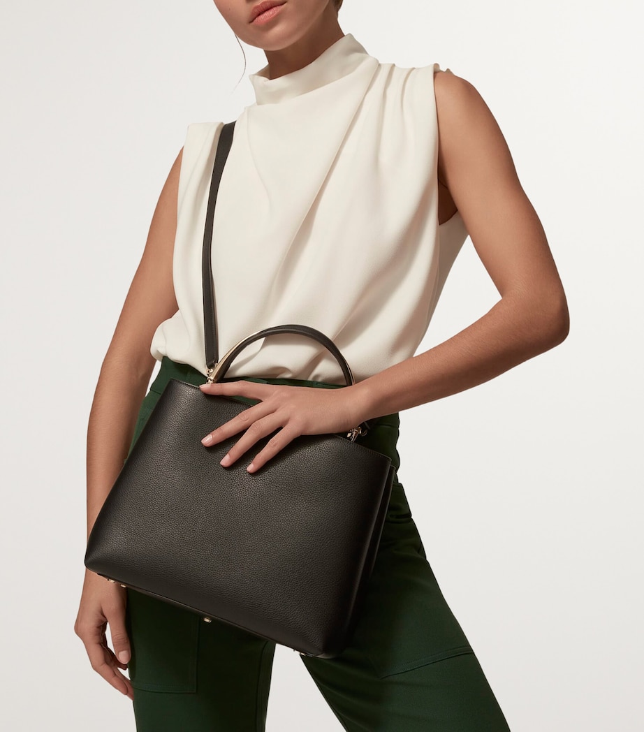 Medium Calfskin Panthère de Cartier Top-Handle Bag BLACK Image 7