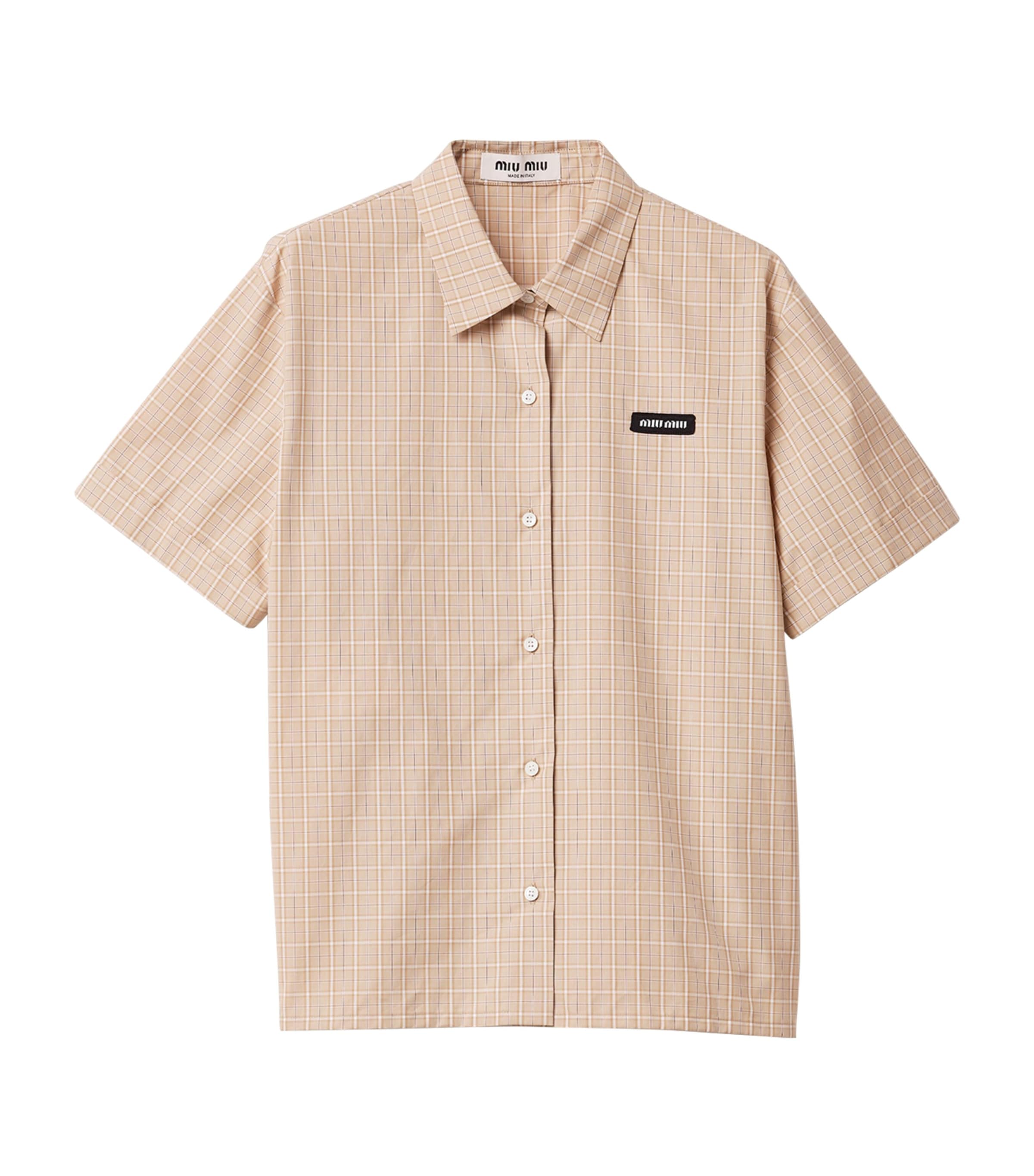 Miu Miu Womens Cotton Poplin Check Oversized Shirt Image 1