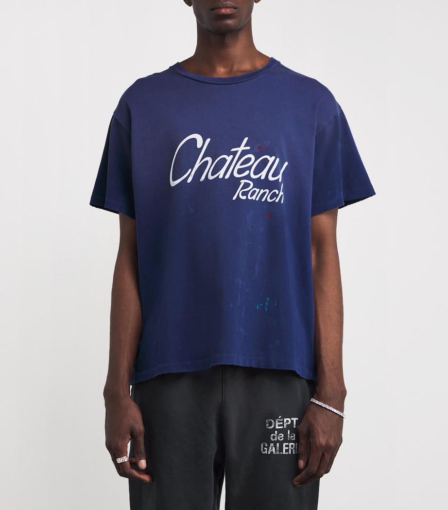 Cotton Chateau Ranch T-Shirt NAVY Image 3