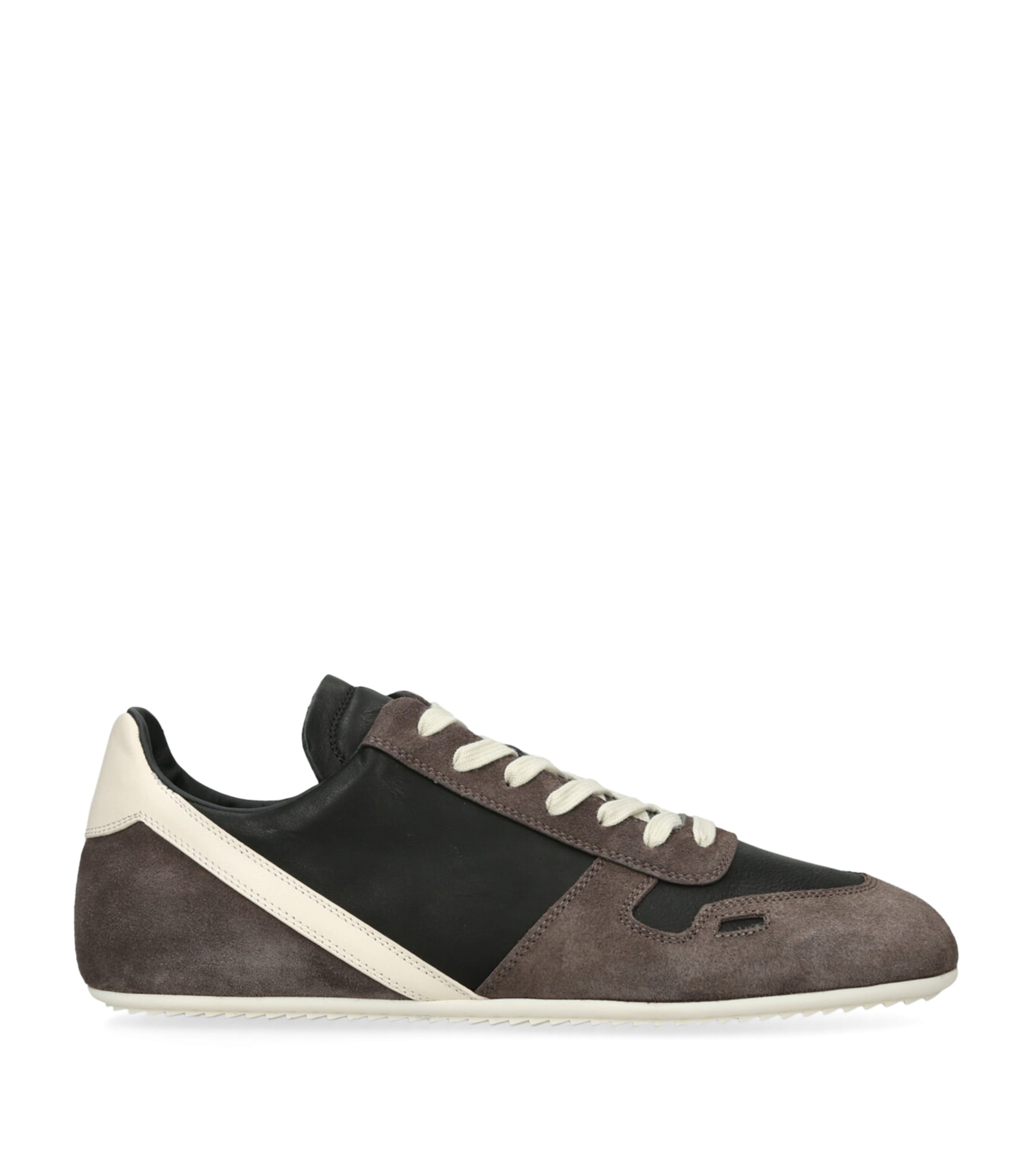 Rick Owens Panelled Suede And Leather Sneakers In Brown
