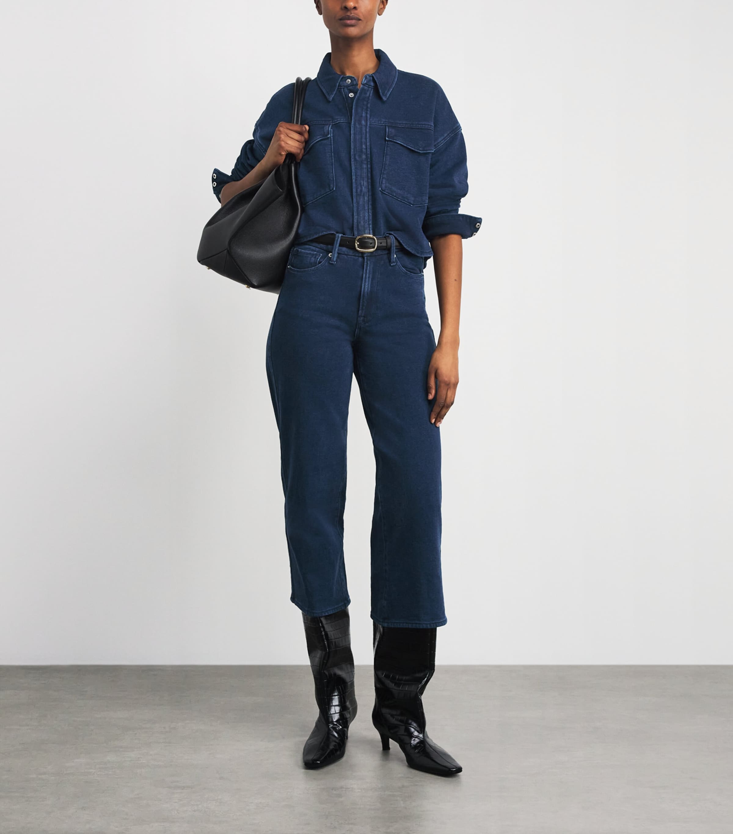 Good American Womens Cotton Cropped Jeanius Jacket Image 2