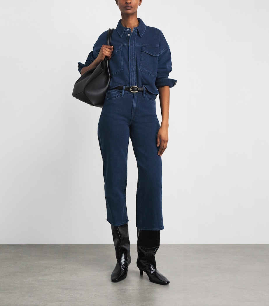 Good American Womens Cotton Cropped Jeanius Jacket Image 2