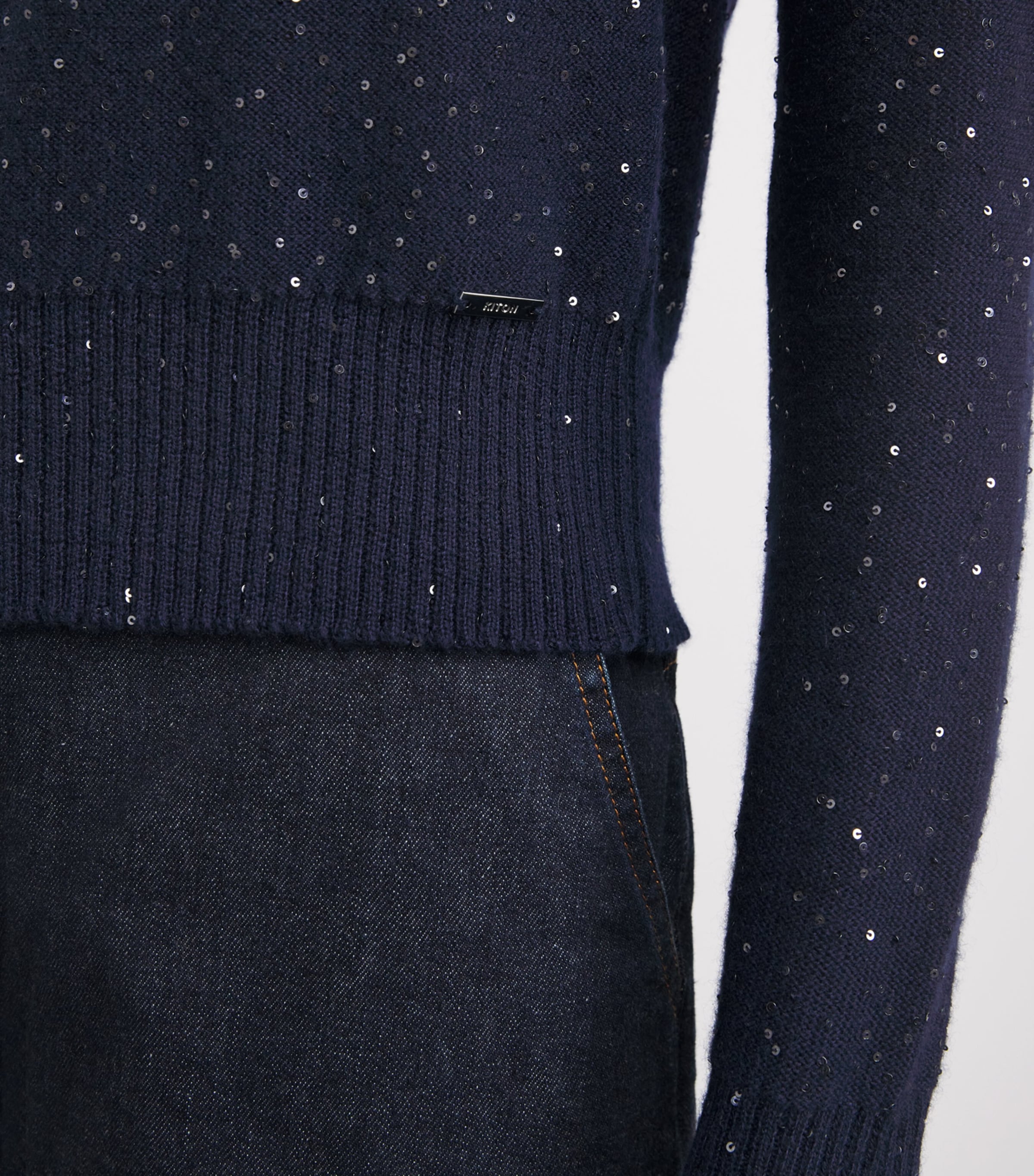 Cashmere Sequin Sweater BLUE Image 3