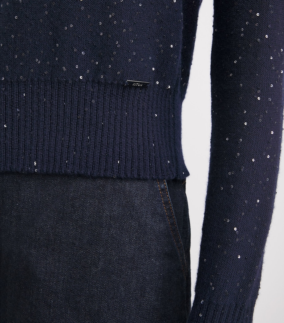 Cashmere Sequin Sweater BLUE Image 3