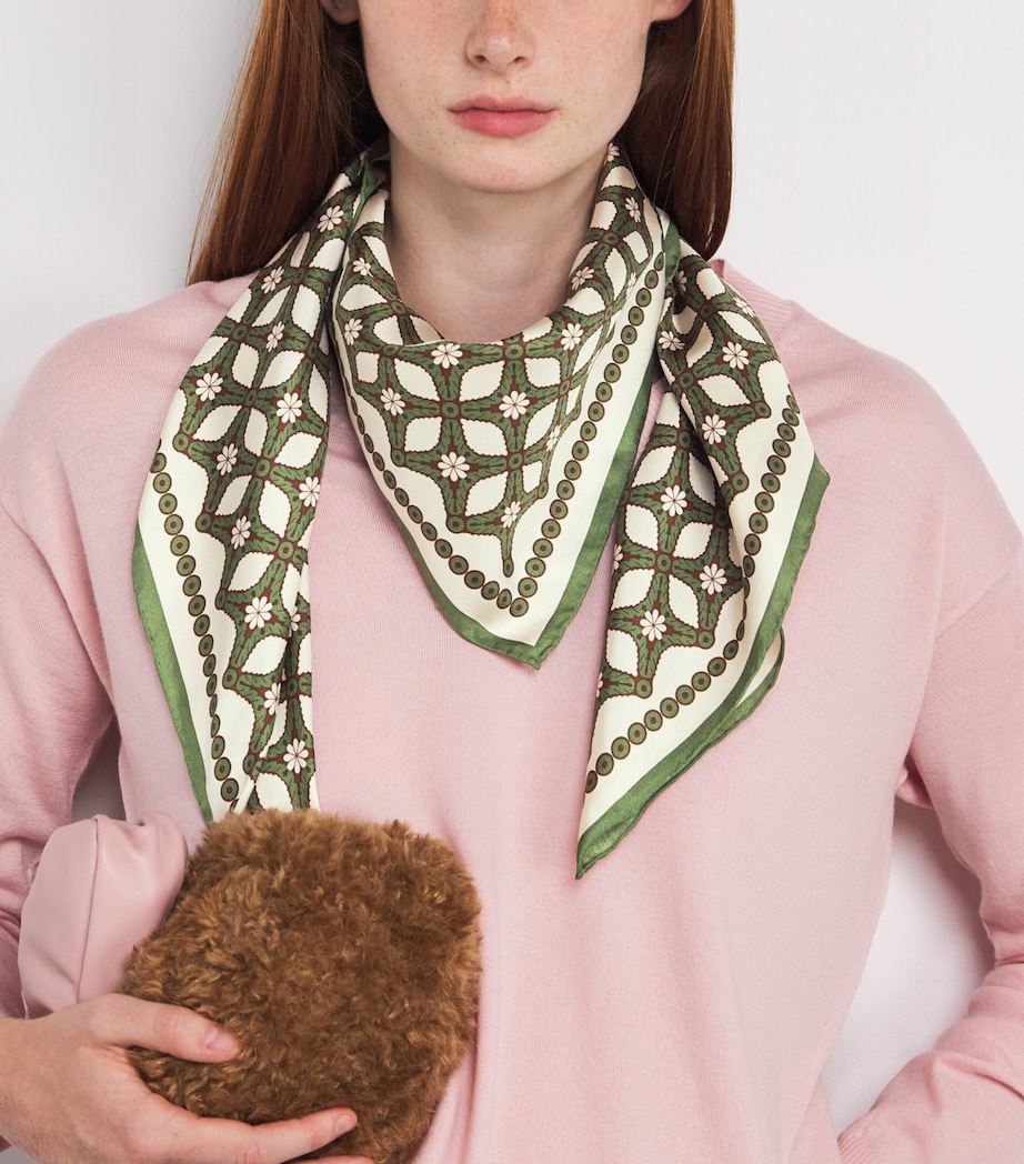 Silk Printed Scarf BEIGE Image 2