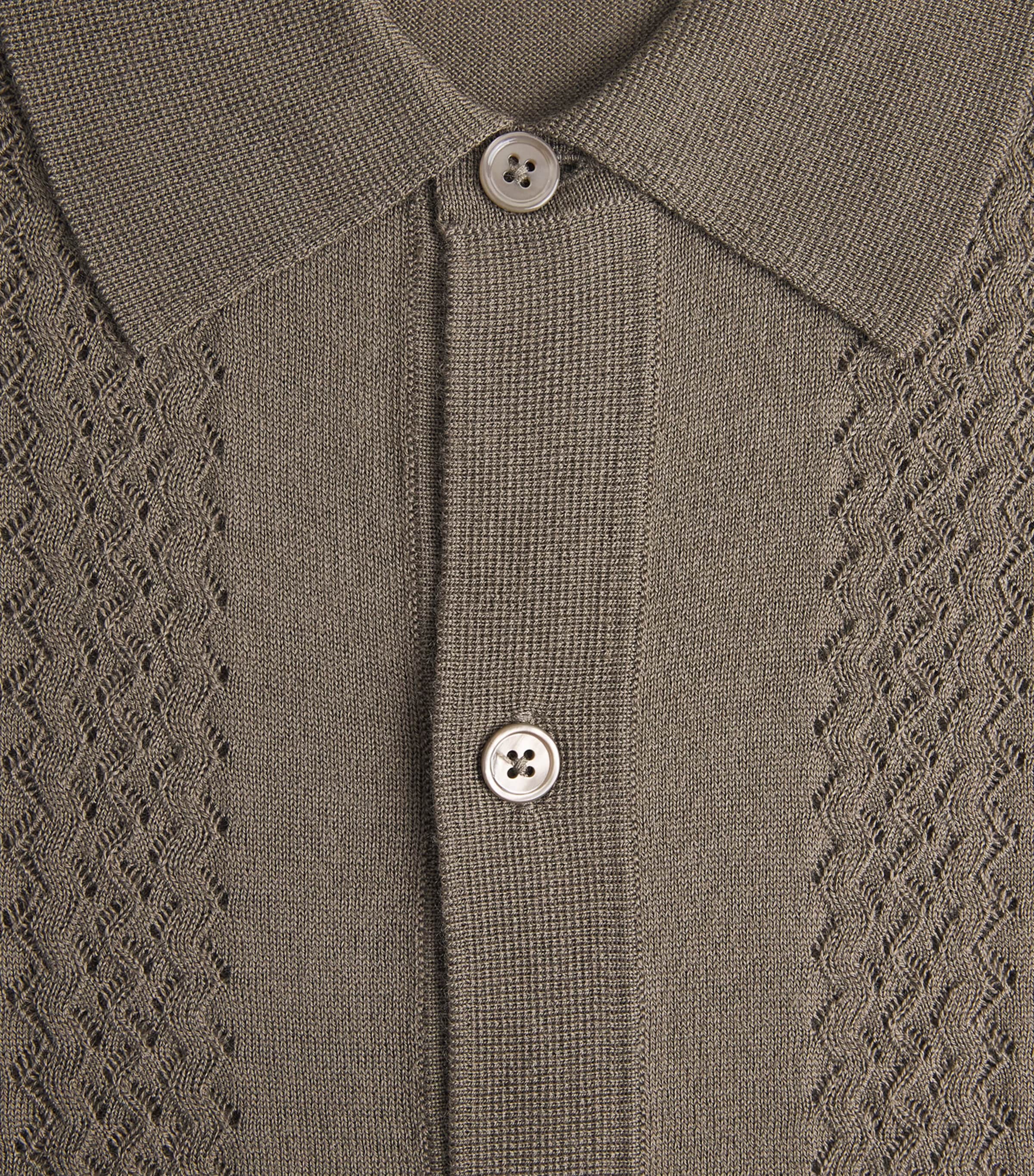 NN.07 Mens Wool-Blend Knitted Polo Shirt Mable Husk Image 6