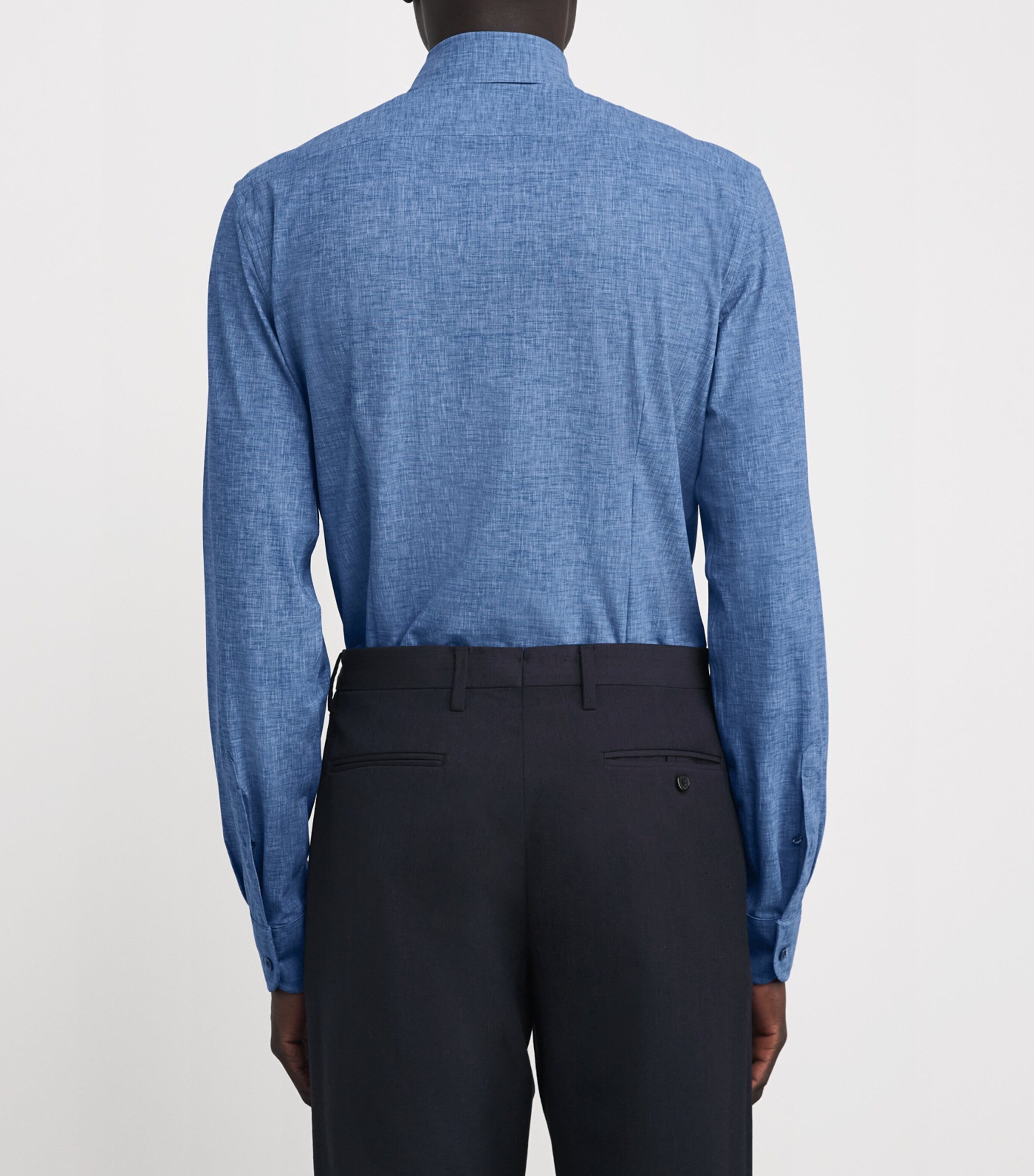 Corneliani Mens Textured Weave Shirt Drk Ceruol Brigh Image 4