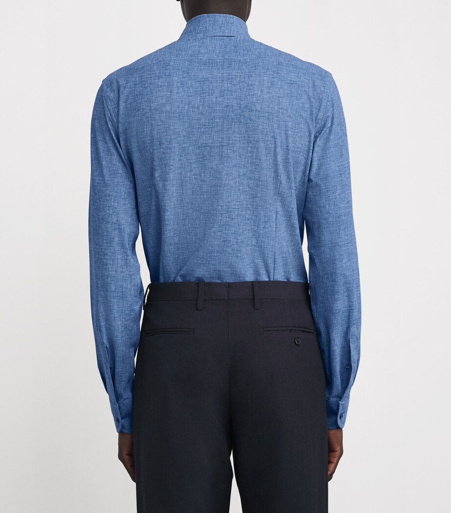 Corneliani Mens Textured Weave Shirt Drk Ceruol Brigh Image 4