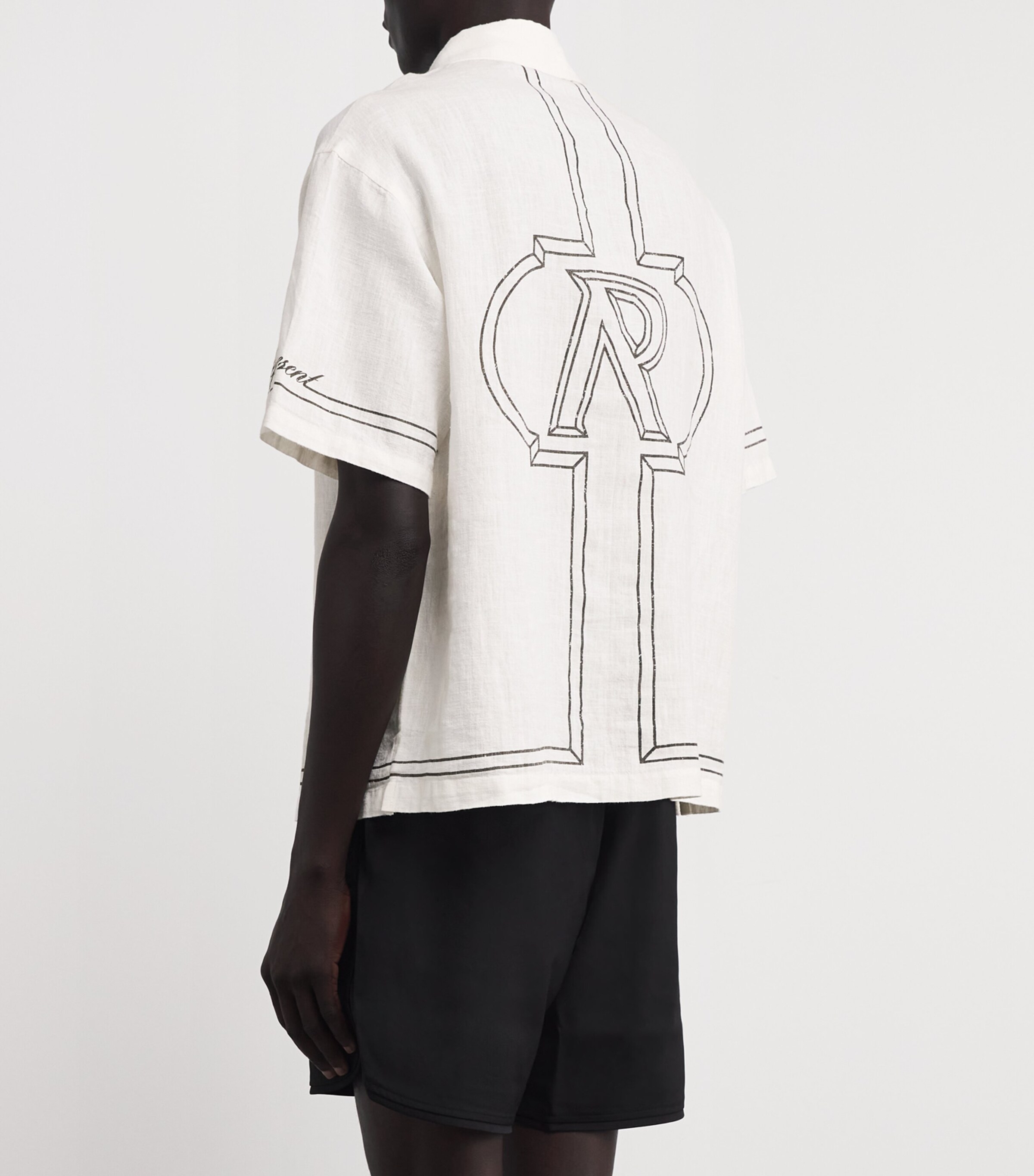 Represent Mens Border-Detail Short-Sleeve Shirt Whisper White Image 4