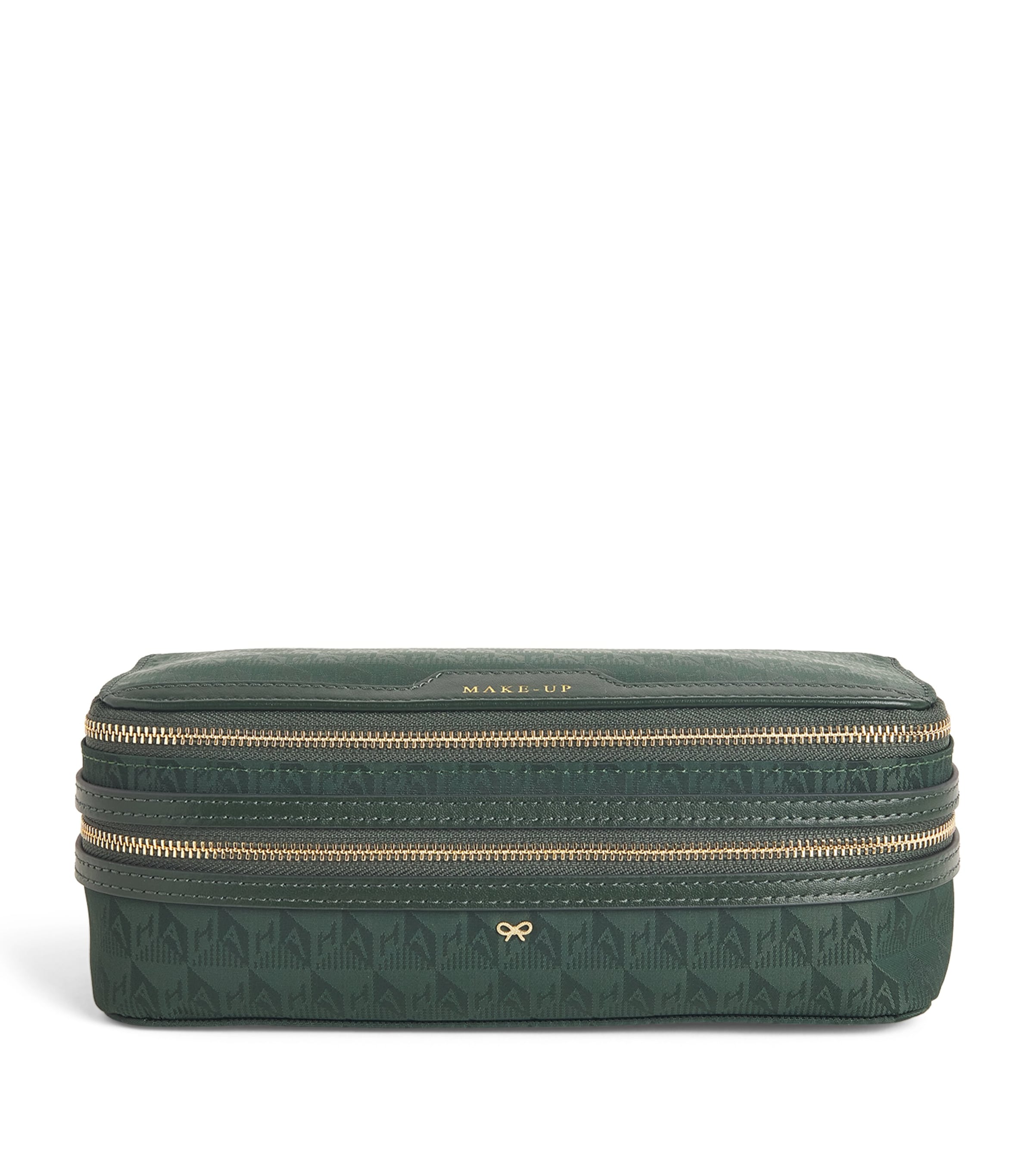 Shop Anya Hindmarch Logo Jacquard Make-up Pouch In Green