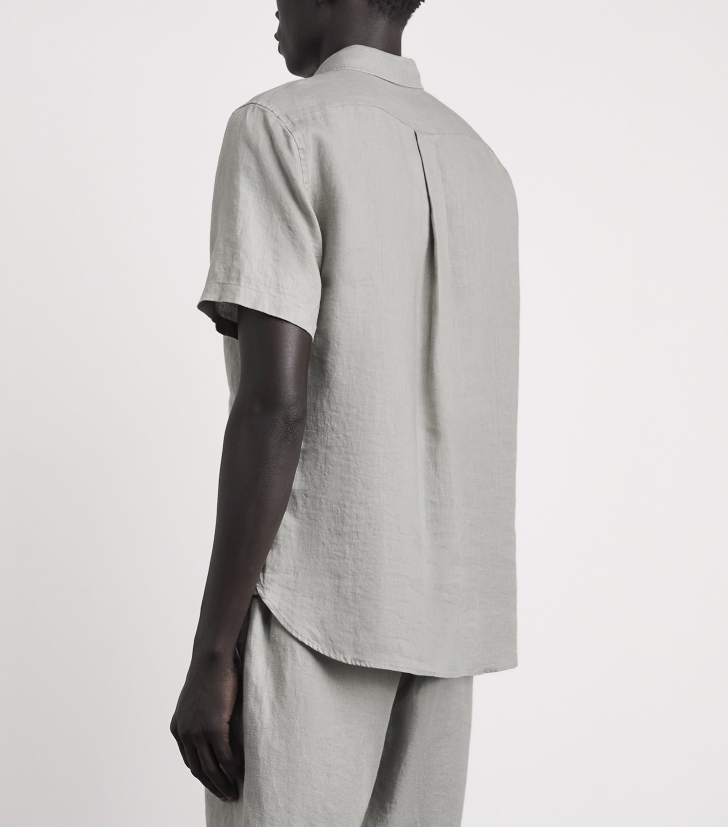 Vince Mens Linen Short-Sleeve Shirt Matcha Image 5