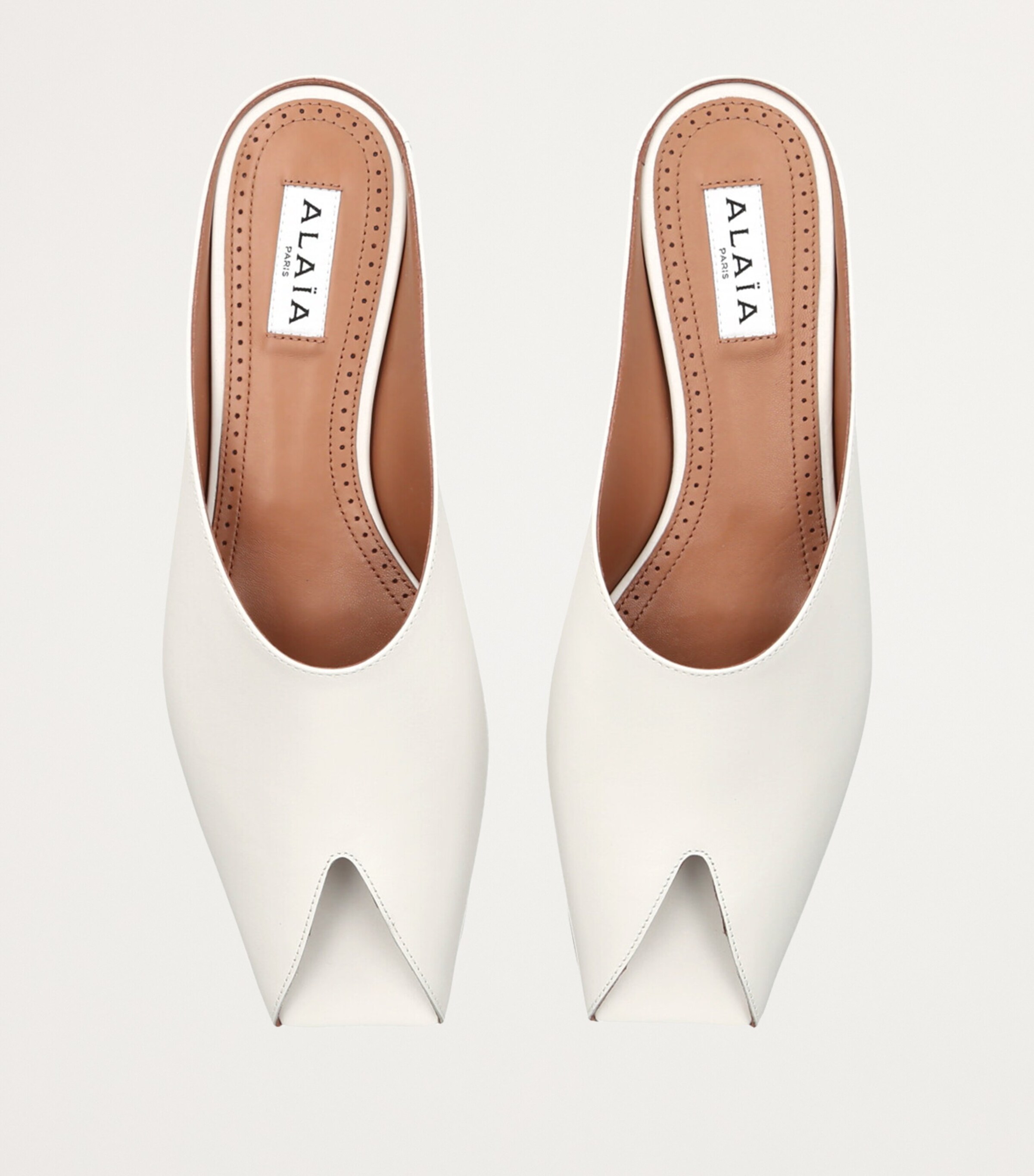 Leather A-Cut Mules WHITE Image 4