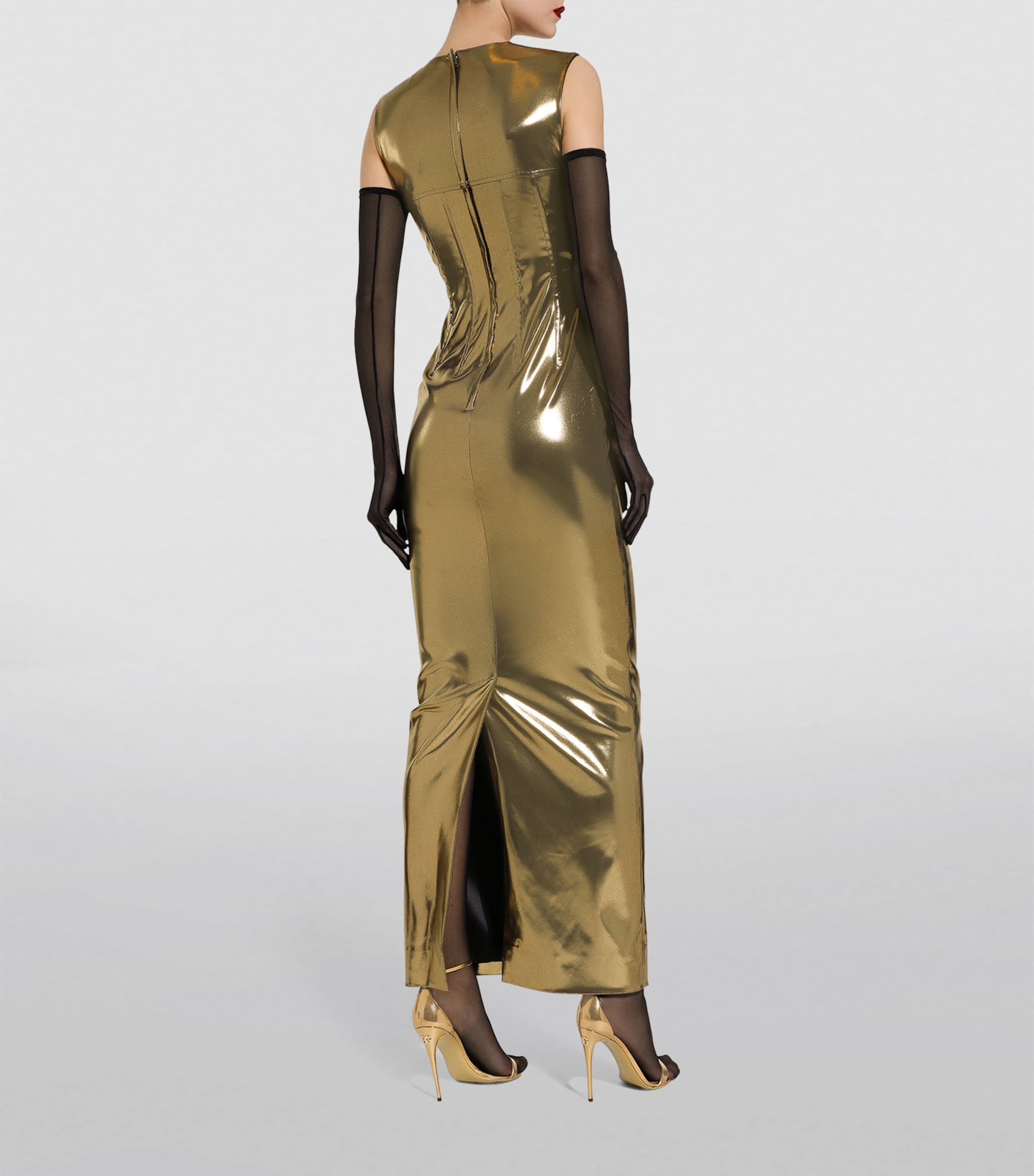 Lamé Corset Maxi Dress S0997-GOLD Image 7