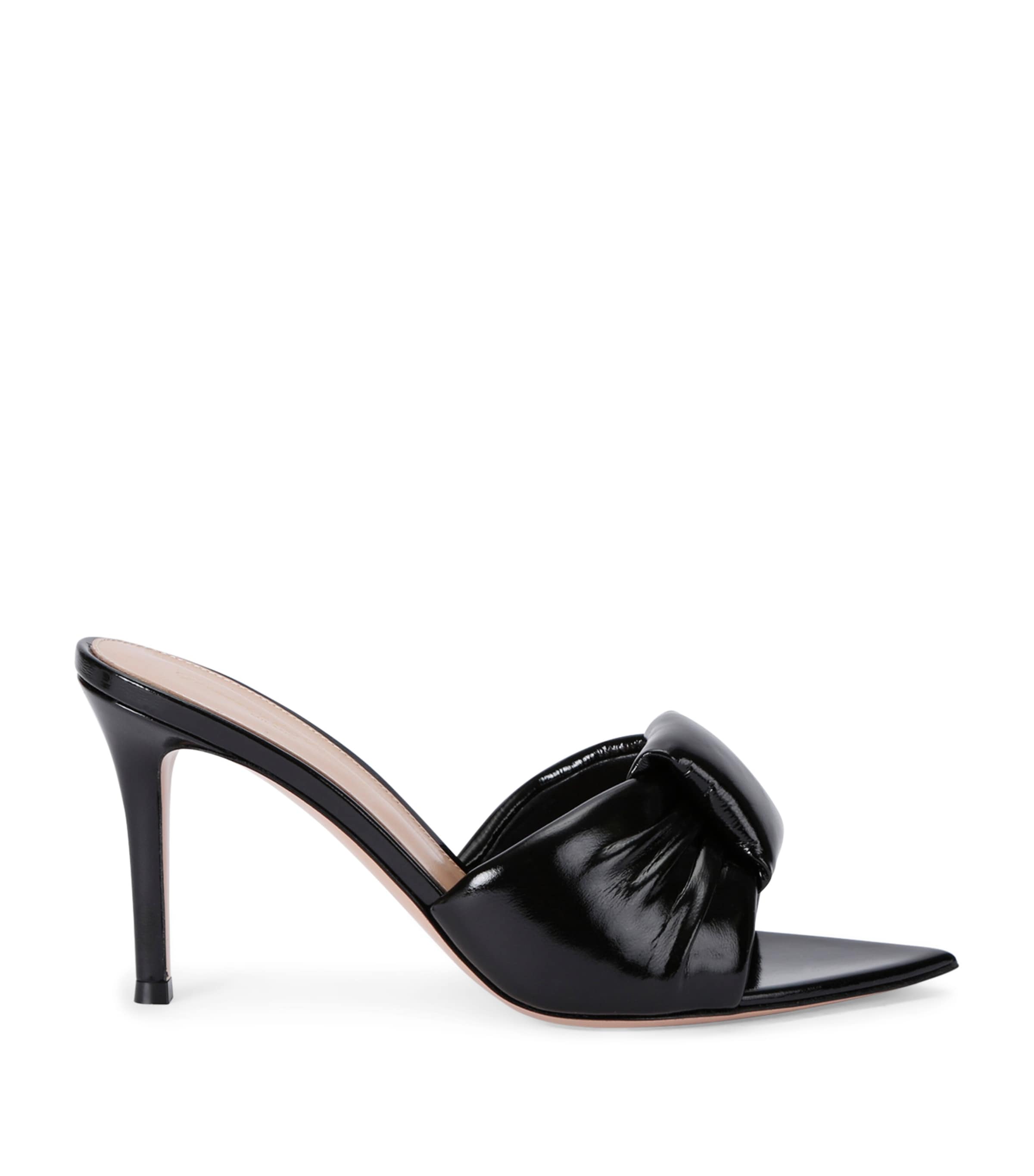 Gianvito Rossi Womens Black Bow-detail Patent-leather Heeled Sandals In Black