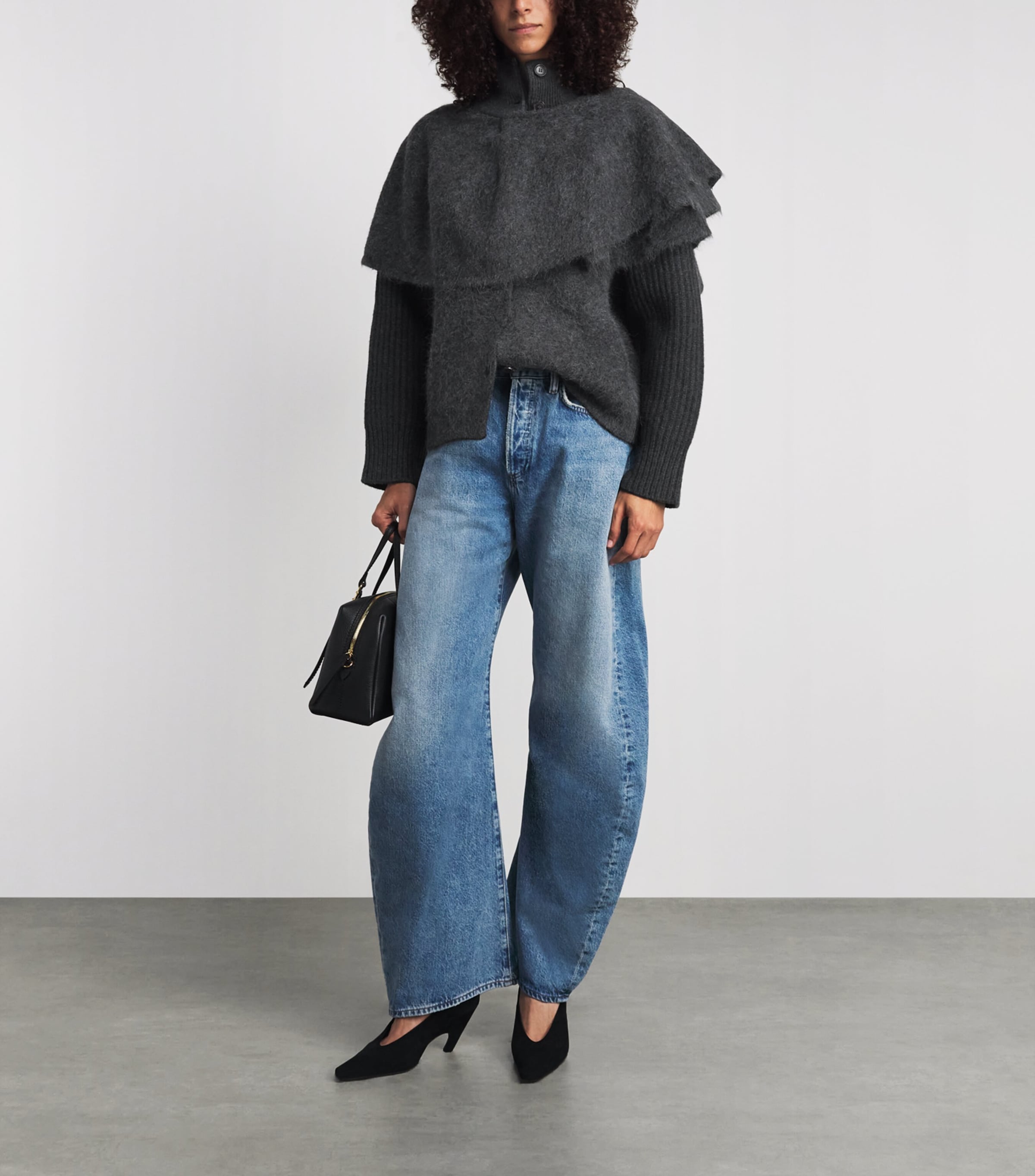 FRAME Womens The Wrap Cape Coat Grey Image 2