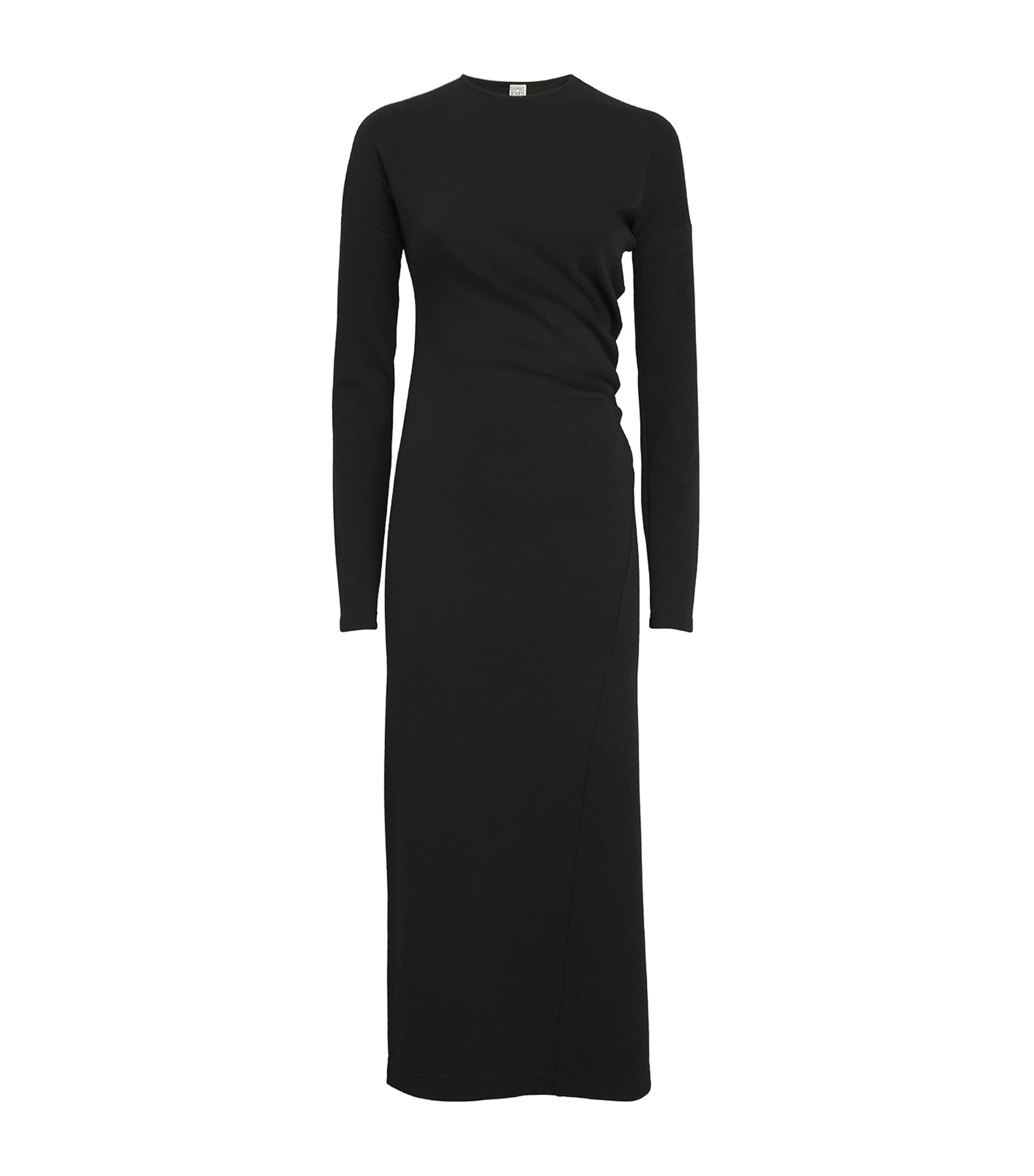 Shop Totême Jersey Twisted Midi Dress In Black