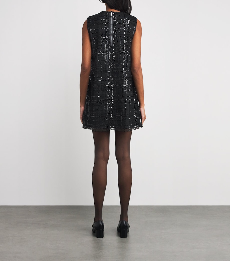 Sequin Check Mini Dress BLACK Image 3