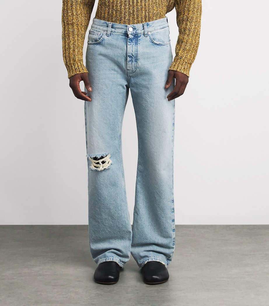 Ripped Straight Jeans INDIGO WASH Image 3