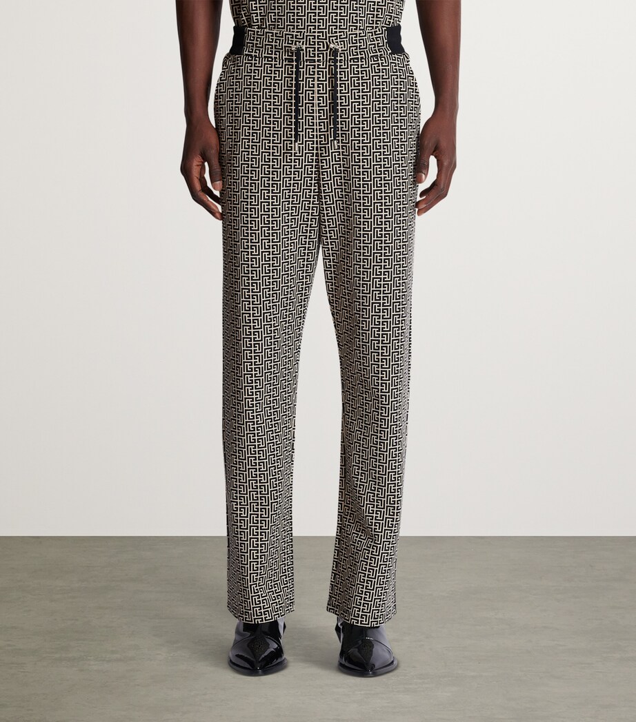 Balmain Mens Jacquard PB Labyrinth Sweatpants Gfe Ivoire/noir Image 4