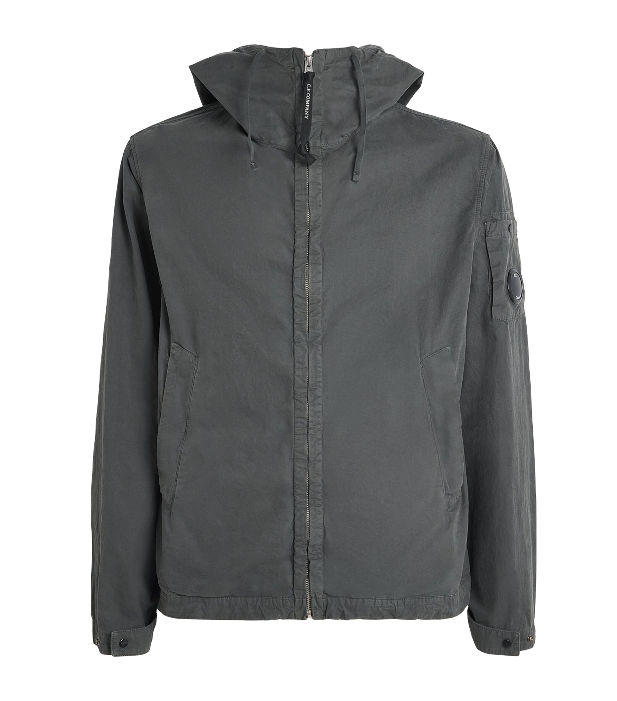 C.P. Company Mens Cotton Poplin Hooded Lens Jacket Gunmetal Image 1