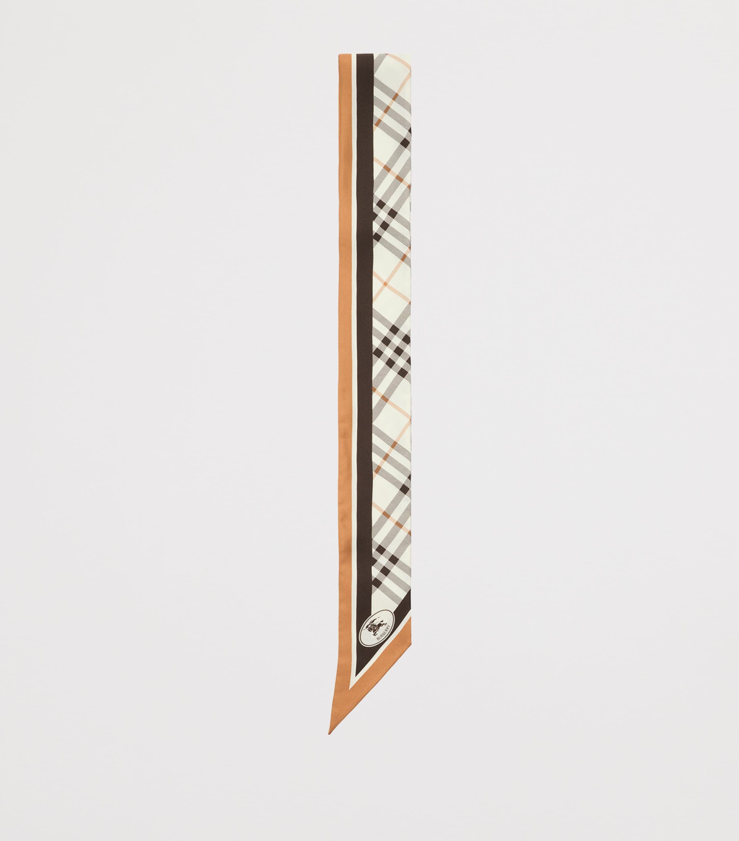 Burberry Silk Check Skinny Scarf Pebble White Image 3