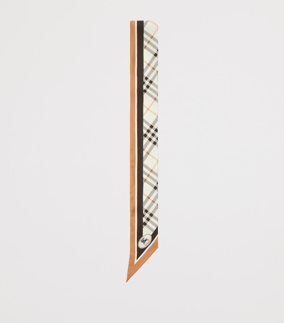 Burberry Silk Check Skinny Scarf Pebble White Image 3