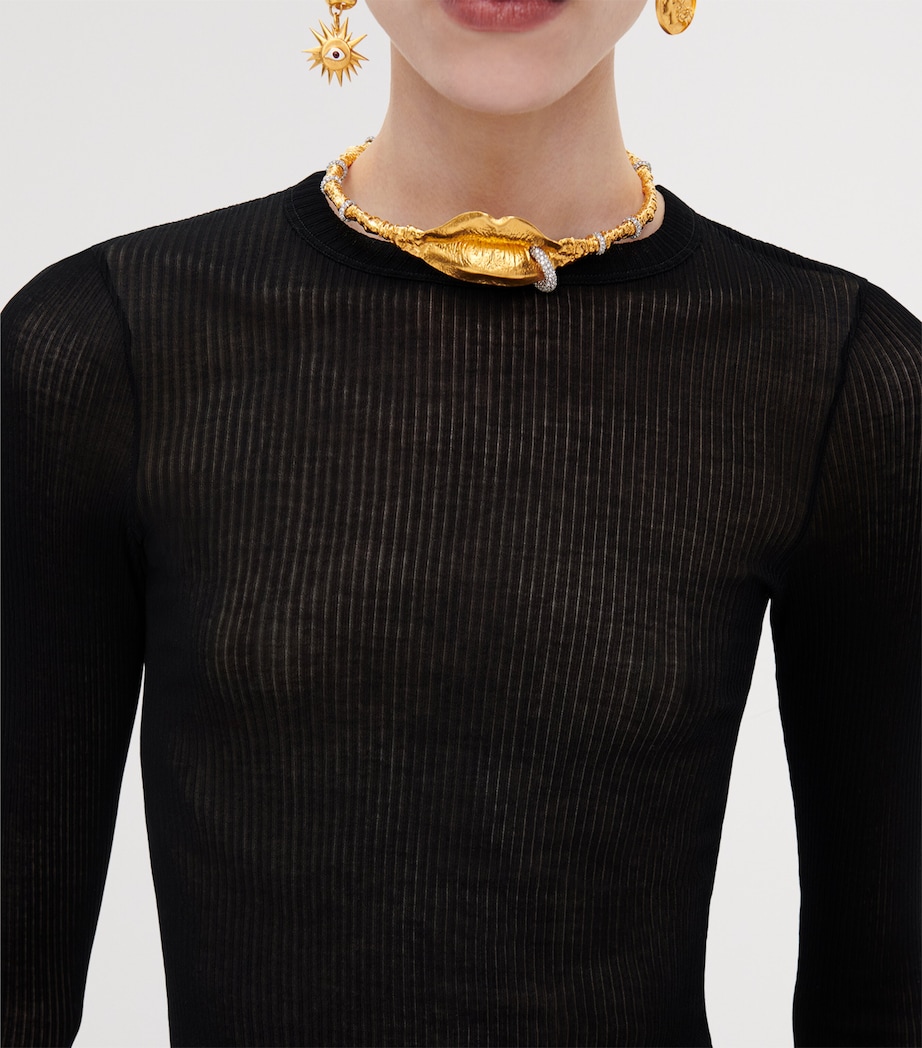 Schiaparelli Pierced Lips Choker Gold Image 2
