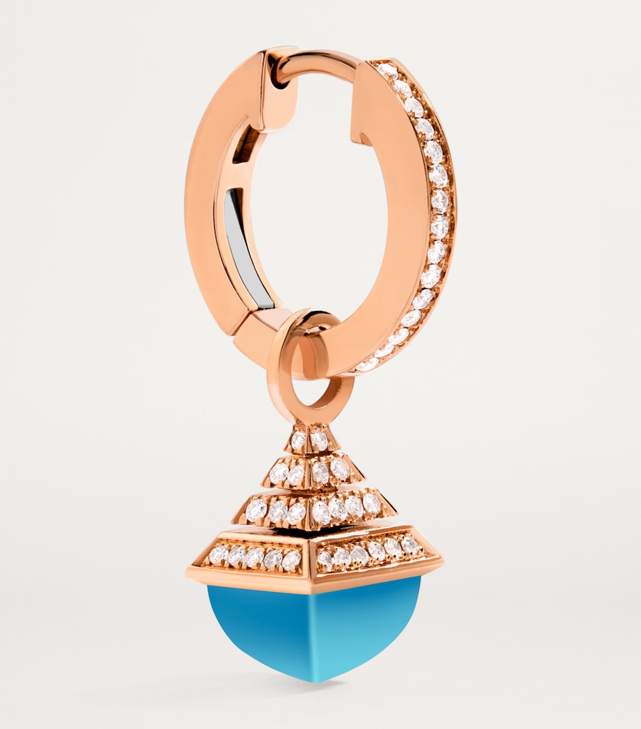 Mini Rose Gold, Diamond and Turquoise Cleo Rev Drop Earrings ROSE GOLD Image 2