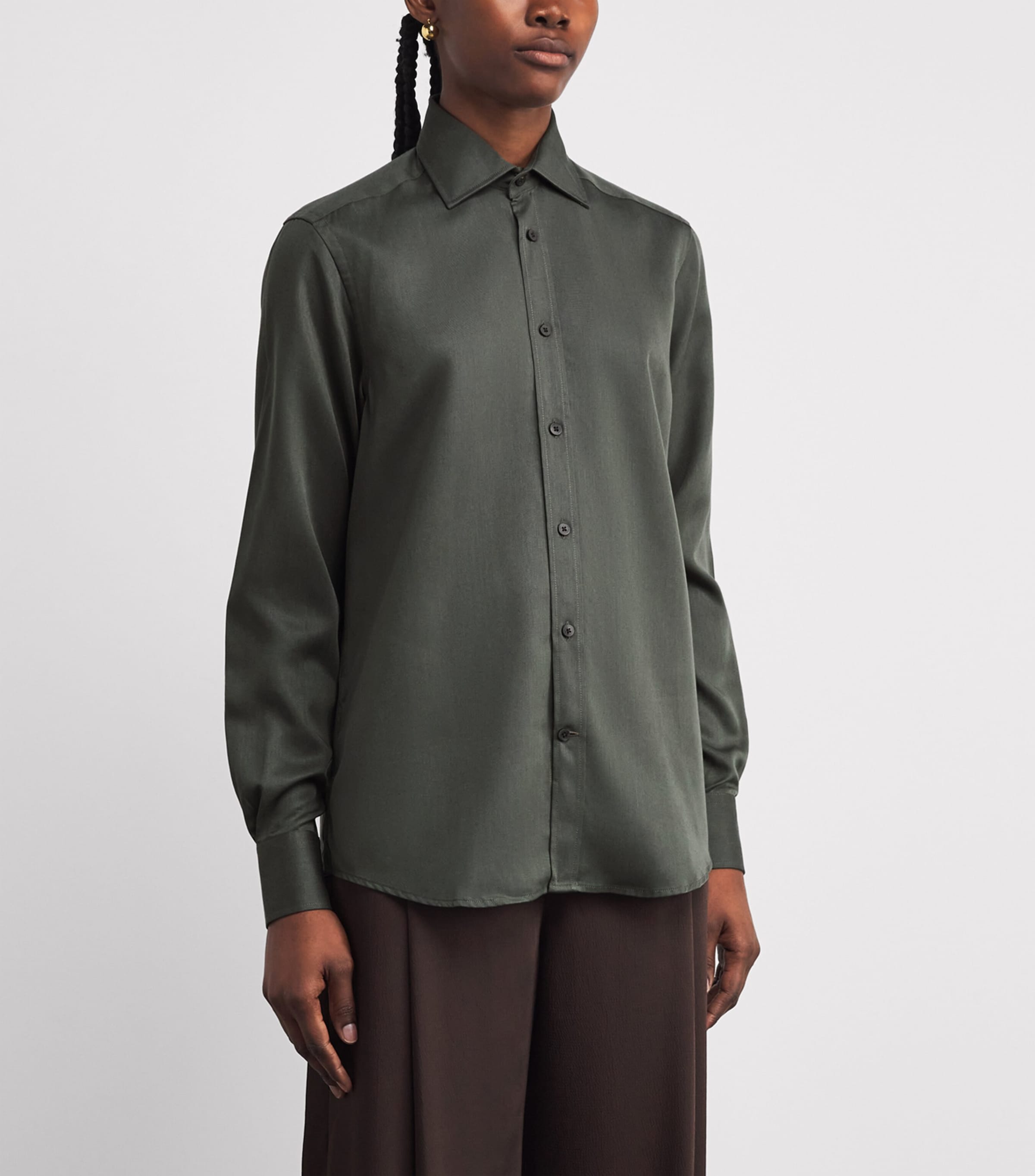 Cotton Oxford Boyfriend Shirt KHAKI Image 3